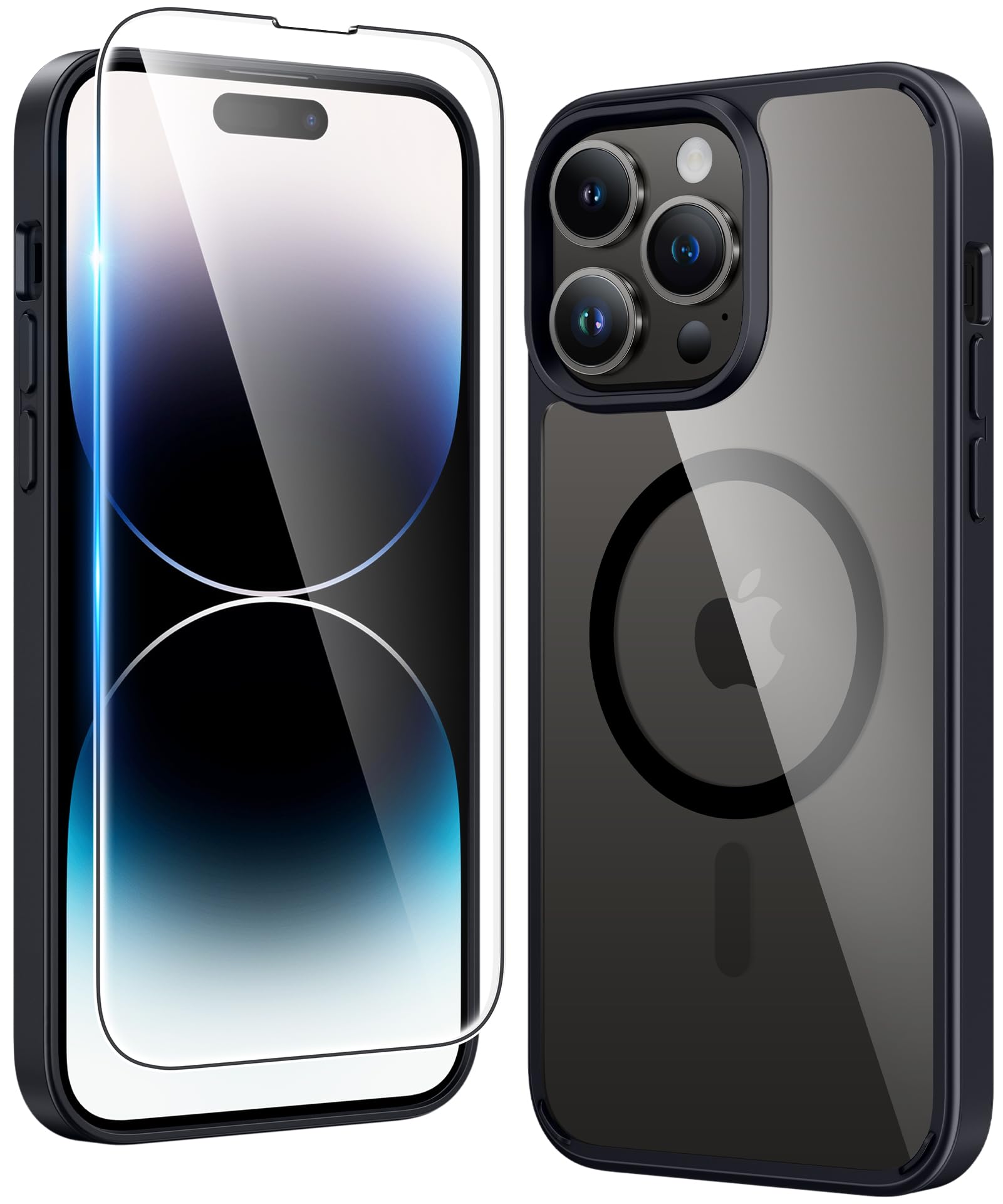 FNTCASE for iPhone 14 Pro-Max Case Compatible with Magsafe Clear Phonecase | Screen Protector, Military Grade Drop Protection, Slim Magnetic Phone Cases, Shockproof Bumper, Transparent Cell Cover