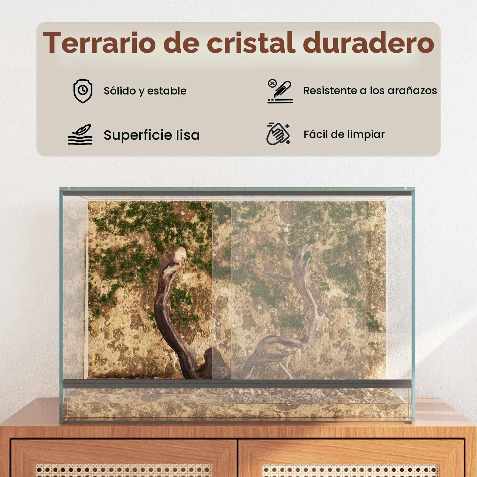 vidaXL Terrario Transparente 80 x 40 x 40 cm Cristal, Terrario de Vidrio Moderno, Refugio Resistente, hábitat 360°, hogar Transparente para Animales