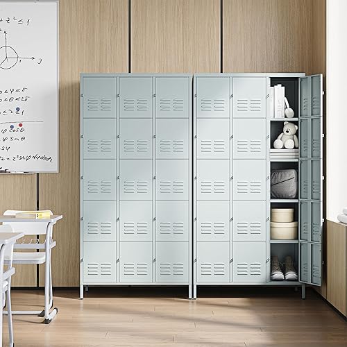 Miniatura 76 de Letaya Taquillas de metal para empleados: armario de almacenamiento de 9 puertas con estantes y gabinete de acero con cerradura para la escuela