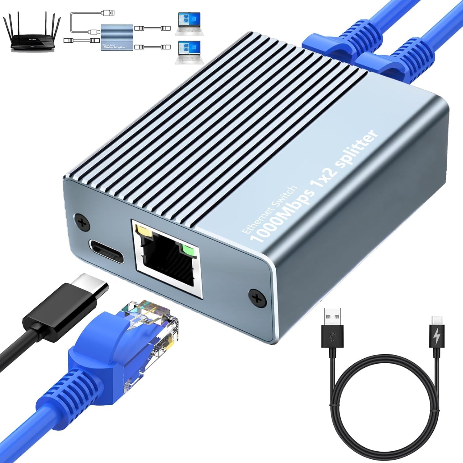 PVBCTCSID Ethernet Switch 1000 Mbps Ethernet Splitter 1 To 3 Switch Gigabit 3 Puertos Internet LAN RJ45 Splitter Soporta 3 Dispositivos Simultáneamente Funciona con Cables Cat5/5e/6/6e/7/8 PVBCTCSID Ethernet Switch 1000 Mbps Ethernet Splitter 1 To 3 Switch Gigabit 3 Puertos Internet LAN RJ45 Splitter Soporta 3 Dispositivos Simultáneamente Funciona con Cables Cat5/5e/6/6e/7/8
