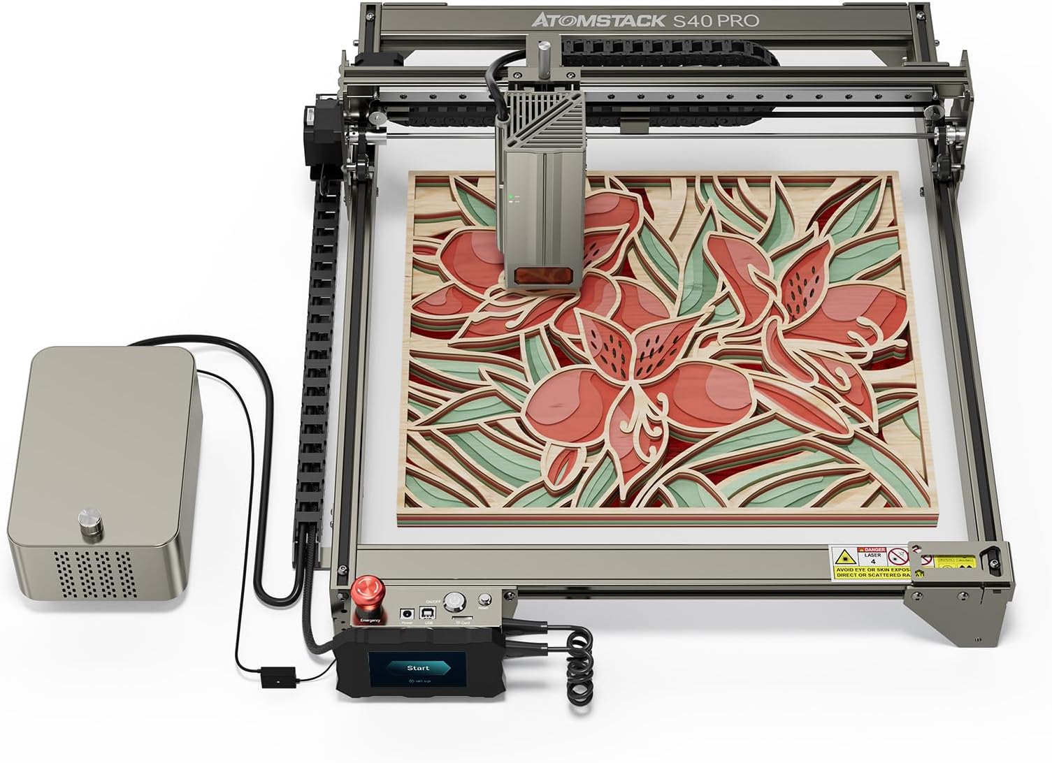 sinomaxATOMSTACK S40 PRO 24W/48W Laser Engraver, 210W Laser Engraving Machine with Dual Pump Auto Air Assist 210W Wood Acrylic Stainless Steel Engraving
