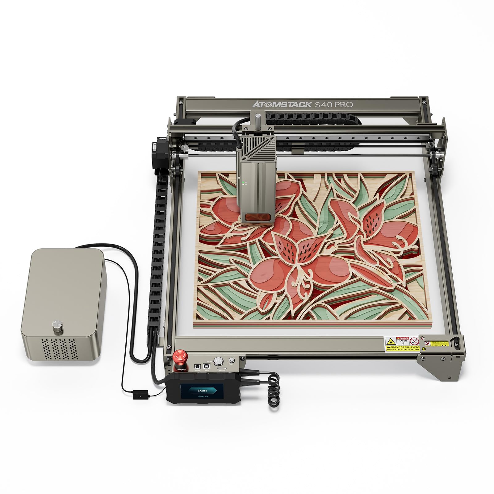 sinomaxATOMSTACK S40 PRO 24W/48W Laser Engraver, 210W Laser Engraving Machine with Dual Pump Auto Air Assist 210W Wood Acrylic Stainless Steel Engraving