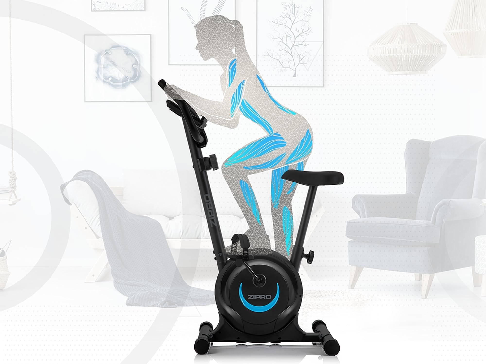 ZIPRO Vélo d'Appartement Adulte Résistance Magnétique 8 Niveaux Écran LCD
