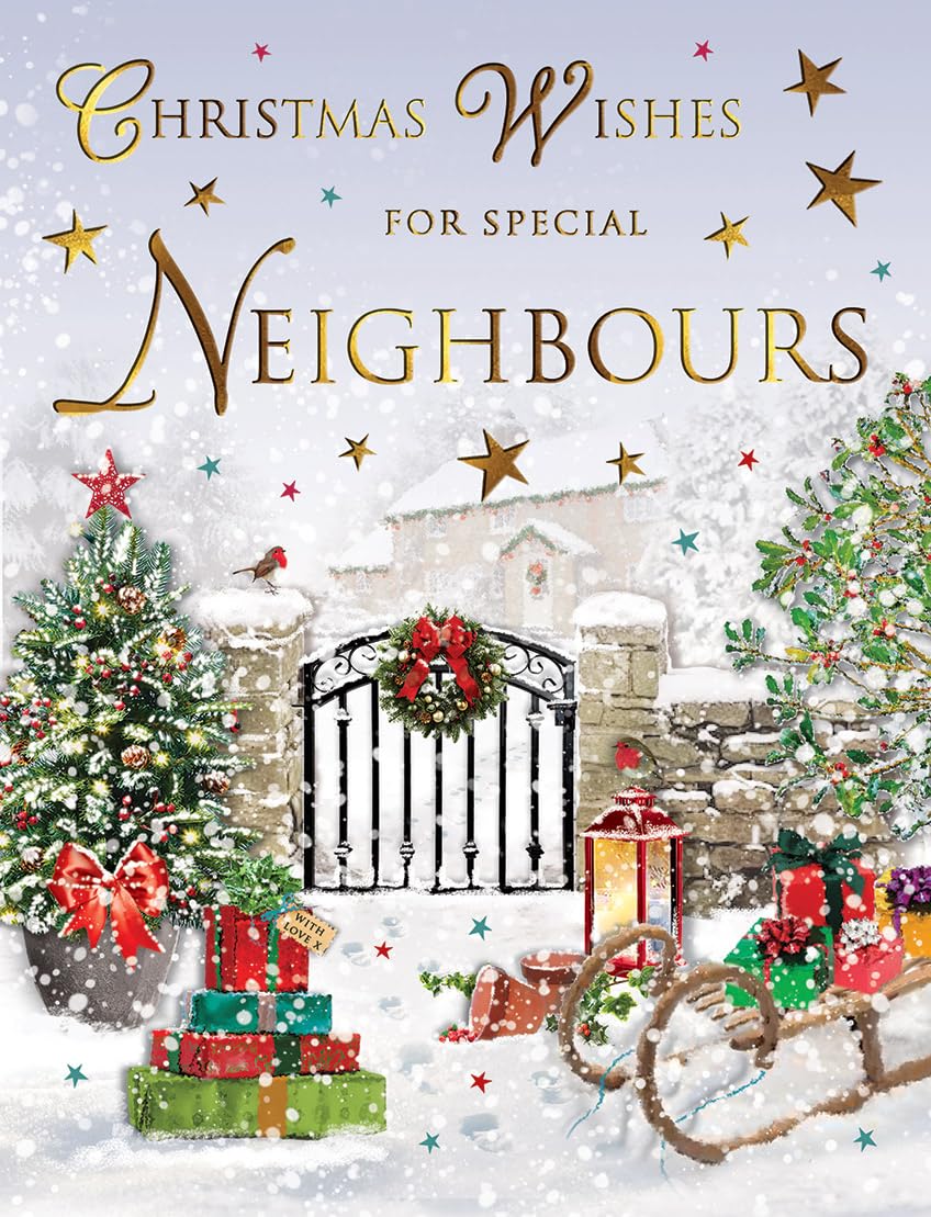 Christmas Card For Special Neighbours Gate scene - 8 x 6 inches - Regal Publishing