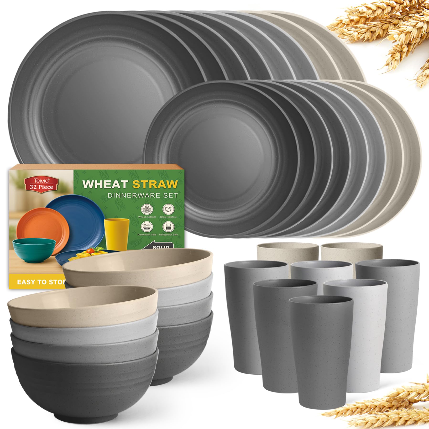 Wheat Straw Dinnerware Set - 32 Piece -27 Wheat Straw Dinnerware Set - 32 Piece -27