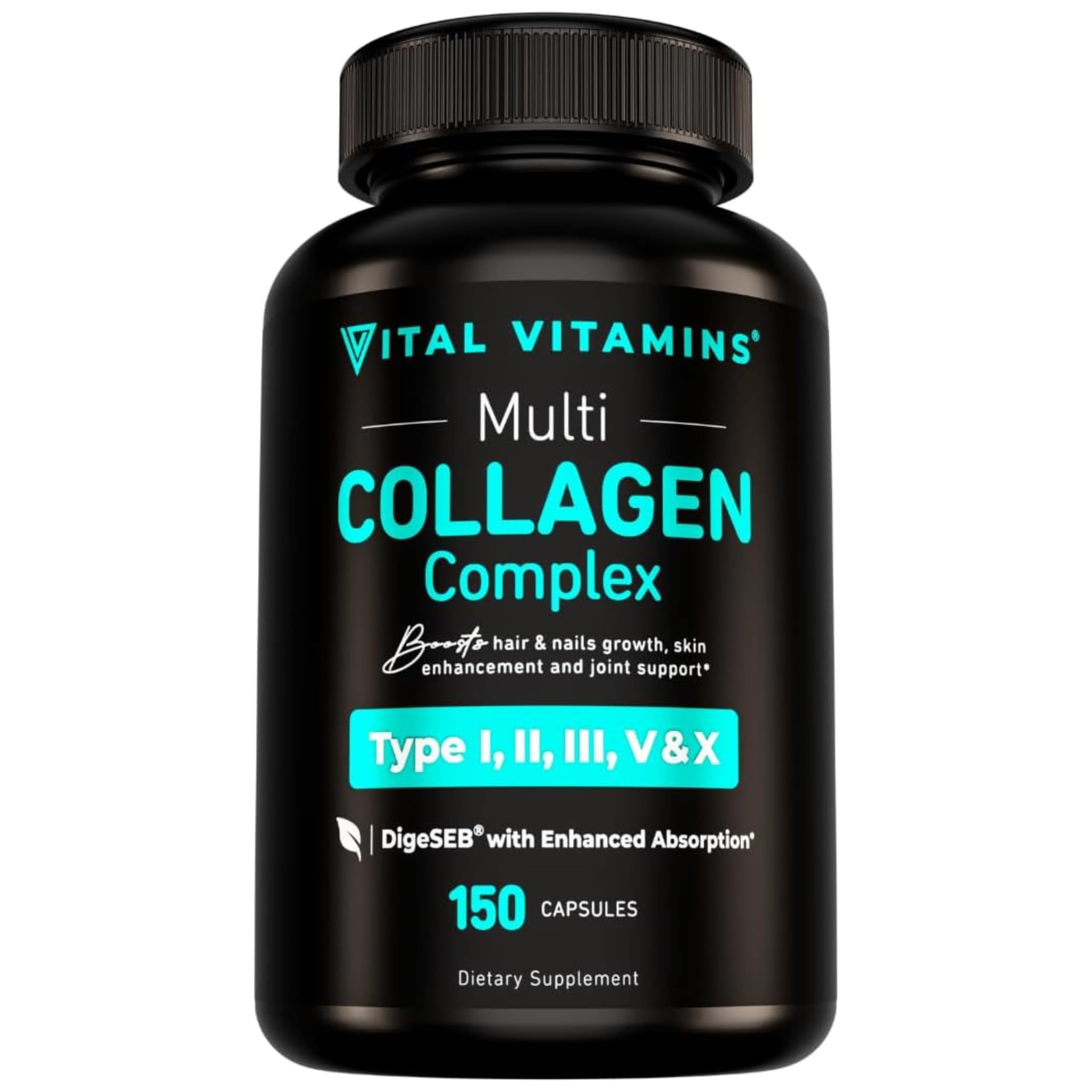 Multi Collagen for Women & Men - Type I, II, III, V, X - Grass Fed, Non-GMO - 150 Capsules