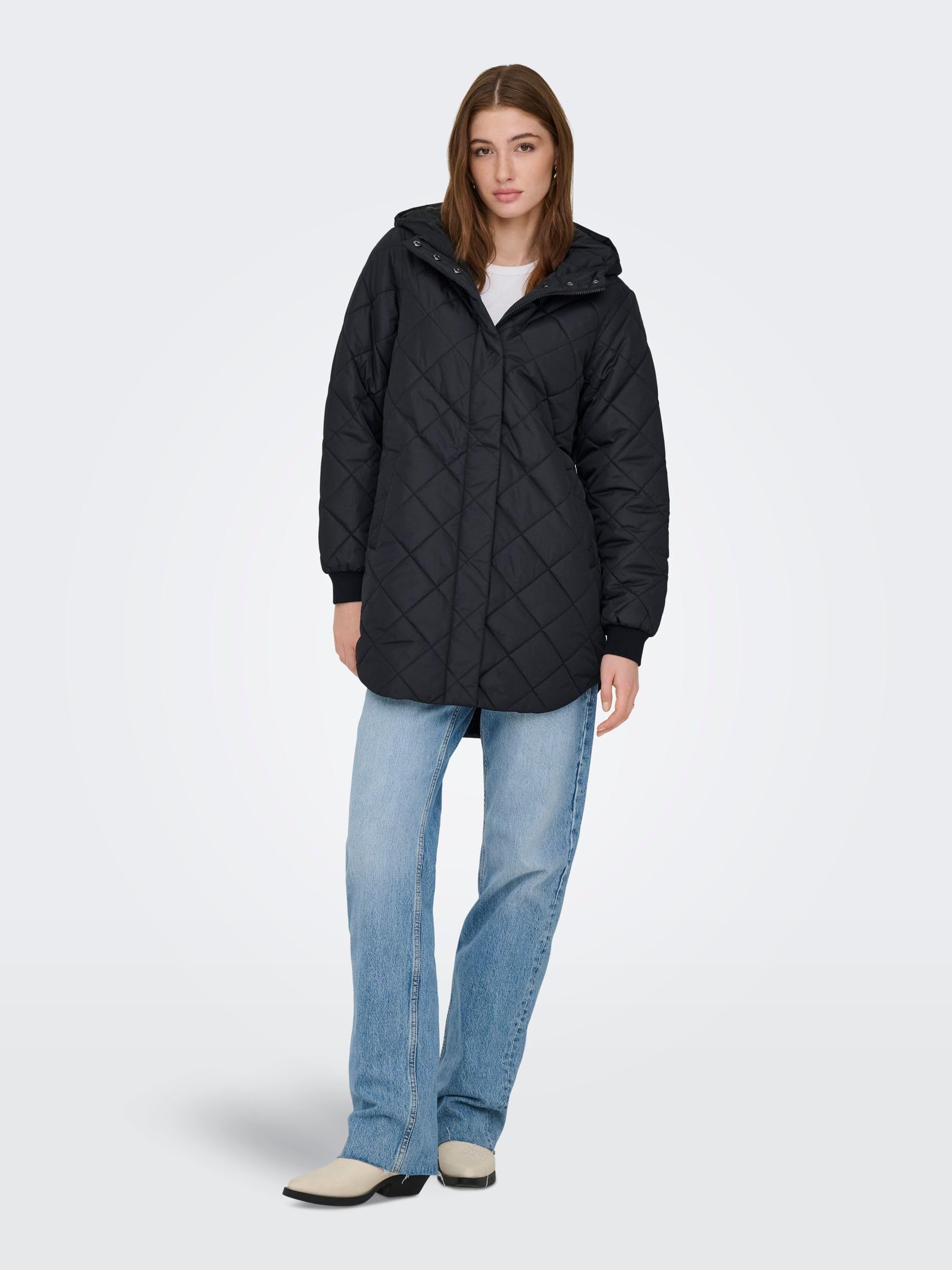 ONLY Quilted Hood Zip Coat Onljuliet Otw Noos-Cappotto Trapuntato con Cappuccio e Cerniera Donna