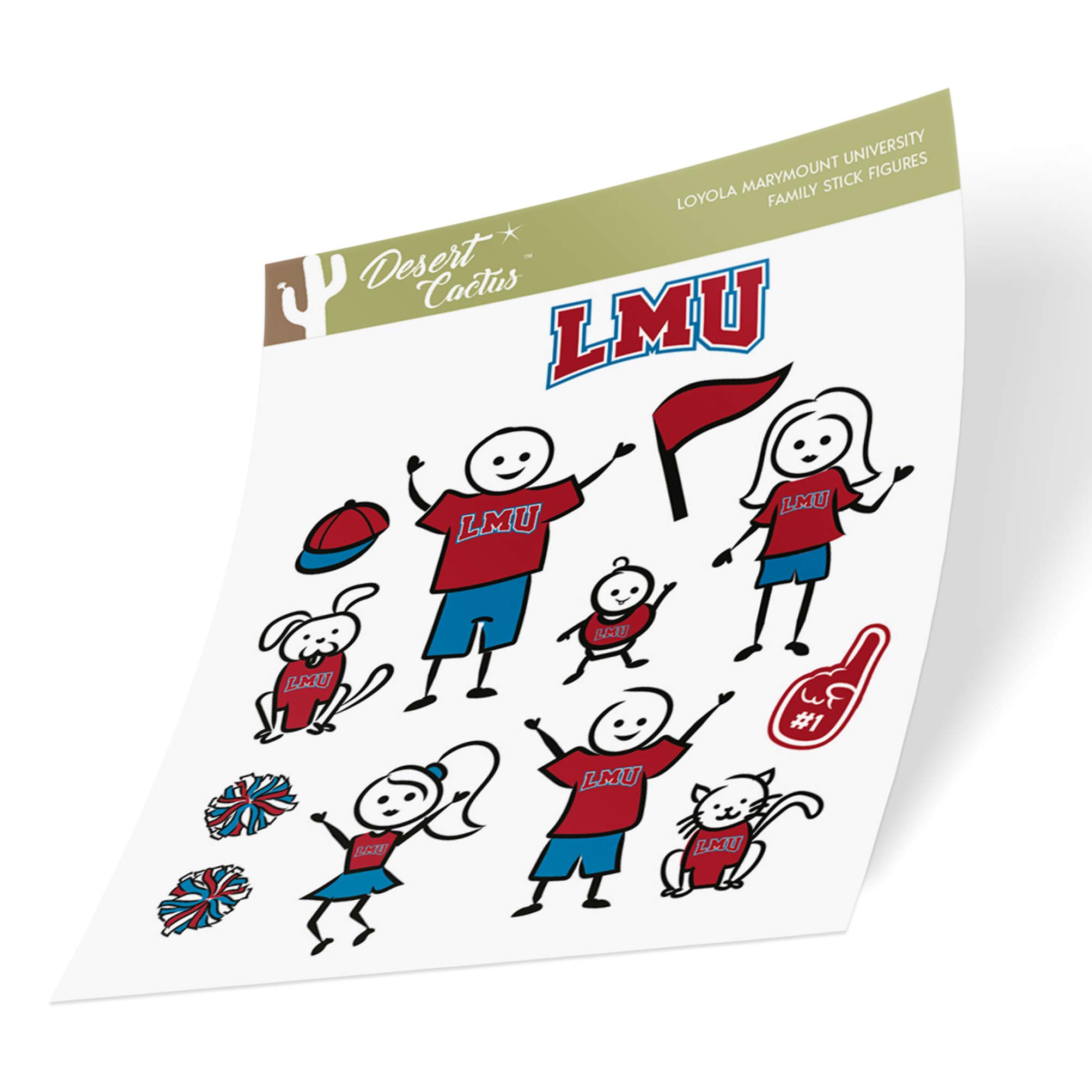 Loyola Marymount University LMU Lions Sticker Vinyl Decal Laptop Water Bottle Car Scrapbook (Full Sheet Stick Figure)