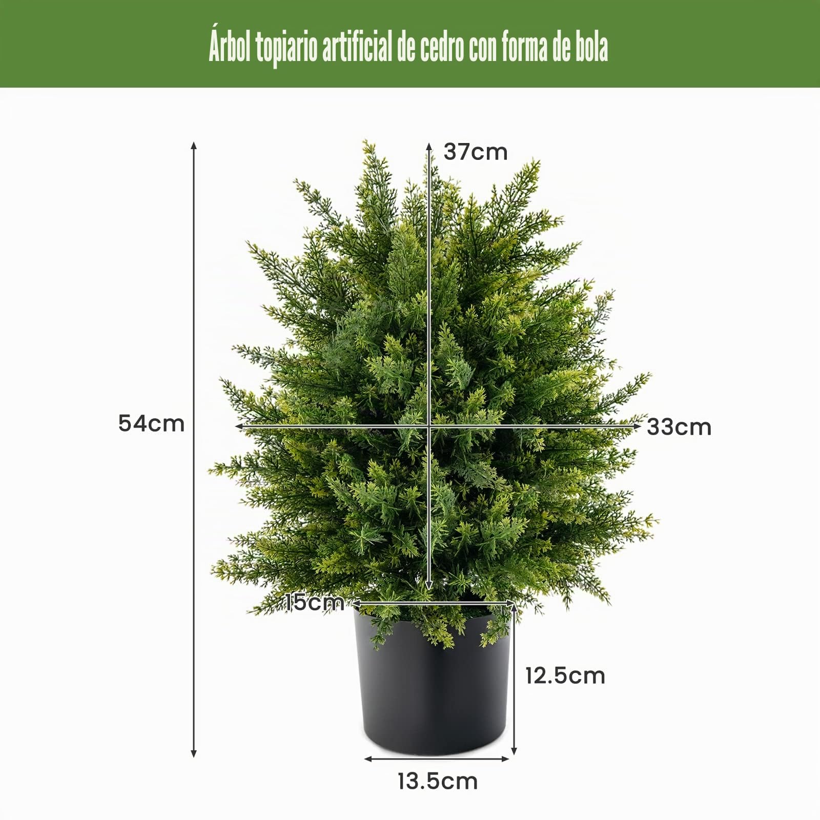 GIANTEX Juego de 2 Árboles Artificiales de Cedro de 55 cm, Plantas Falsas de Arbusto en Maceta con Cemento para Decoración Interior y Exterior