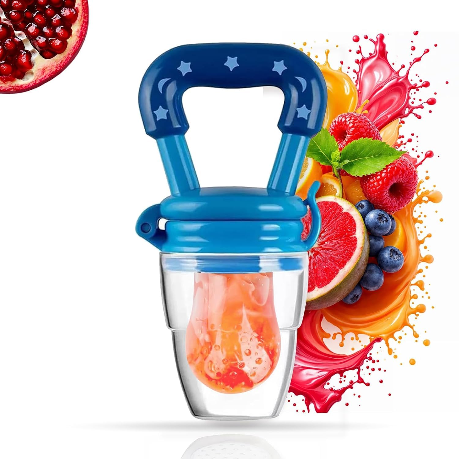 XIIAA Silicone Fruit Feeder Nibbler with Extra Mesh, Soft Pacifier/Feeder, Teether Nipple for Baby 6 to 12 Months, Infant (Blue)-image-37