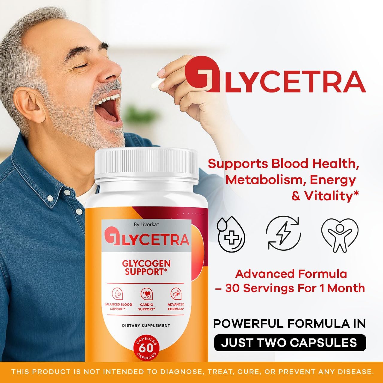 Glycetra Capsules - Official Advanced Glycogen Support Formula Vitamin Supplement Pills - Maximum Strength, Natural Glycetra for Overall Health & Wellness, 60 Capsules for 1 Month - Image 2