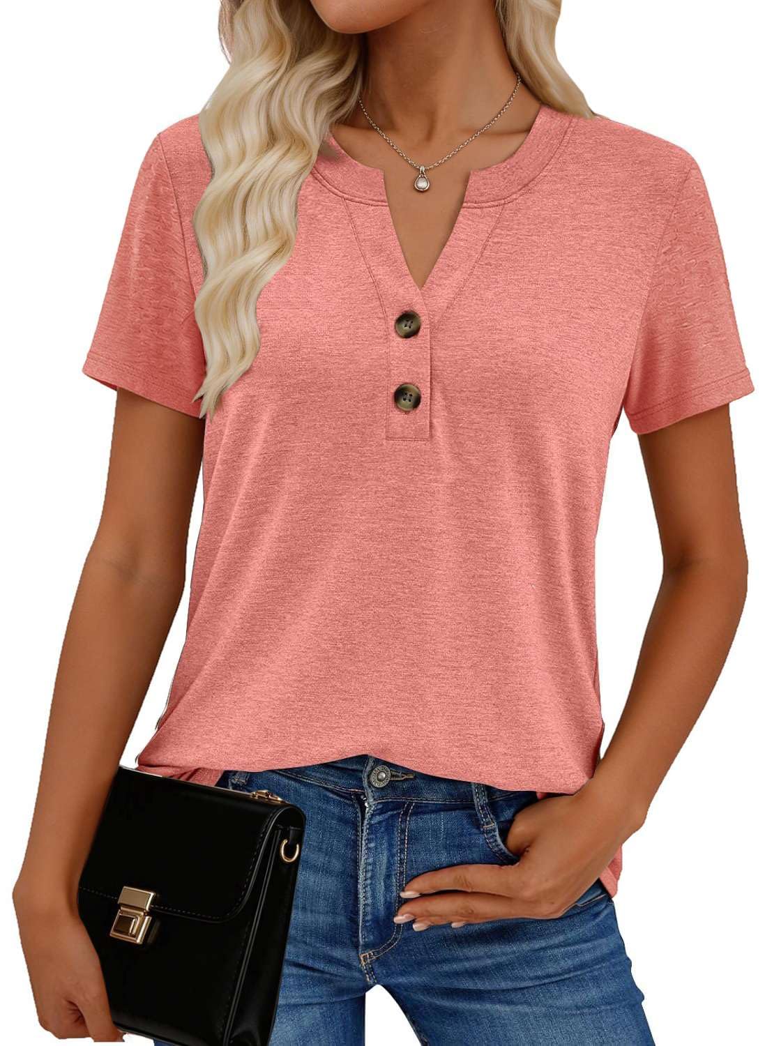 Pawate Damen Langarmshirt Elegant Oberteil V-Ausschnitt Blusen Business Tops Casual Baumwolle Shirts Herbst Tunika