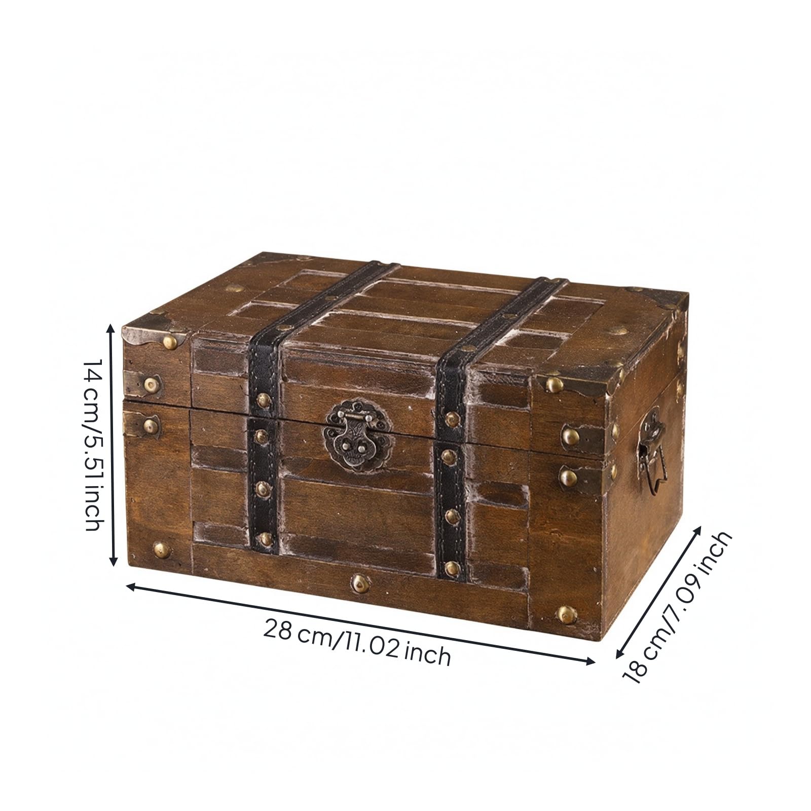 in Legno Compatto, 6266I-02-棕色大号, Grande | Decorativo, Scrigno Del Tesoro, Retrò, con Chiusura Frontale, per Libreria