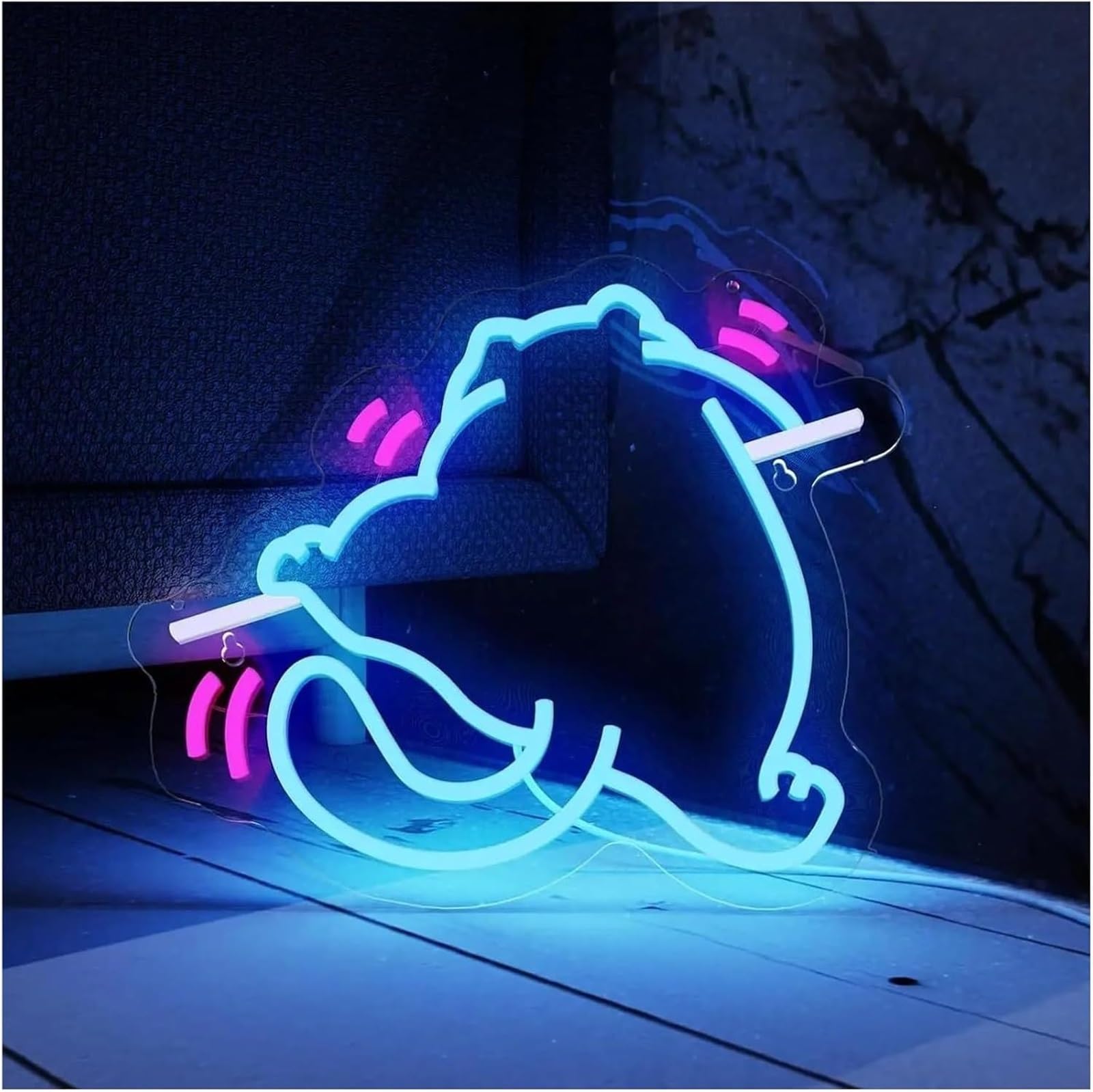 Idées cadeaux créatives pour enseignes lumineuses Enseigne lumineuse LED en forme de chat, décoration murale chambre à coucher animalerie, 34,8 x 29,5 cm
