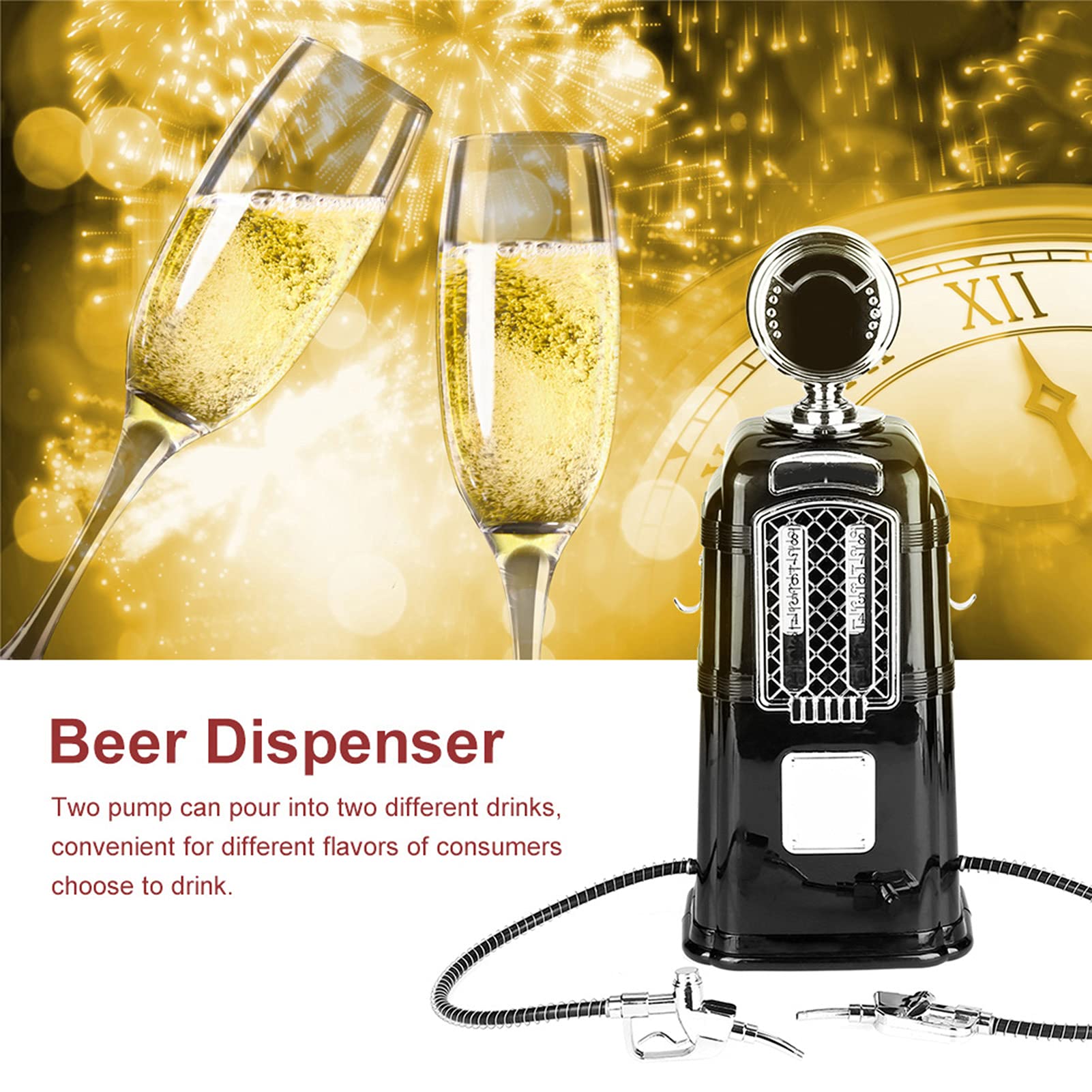 Dozownik do pompy, 1000 cm³, mini dozownik piwa do domu – alkohol, piwo, wino, napój orzeźwiający, pompa do napojów, stacja benzynowa do maszyn (czarny)