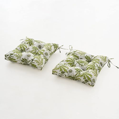 Miniatura 2 de ARTPLAN T - Cojines de asiento para exteriores con lazo de 19 x 19 x 4 pulgadas, cojín cuadrado de mimbre para sillas de comedor al aire libre para