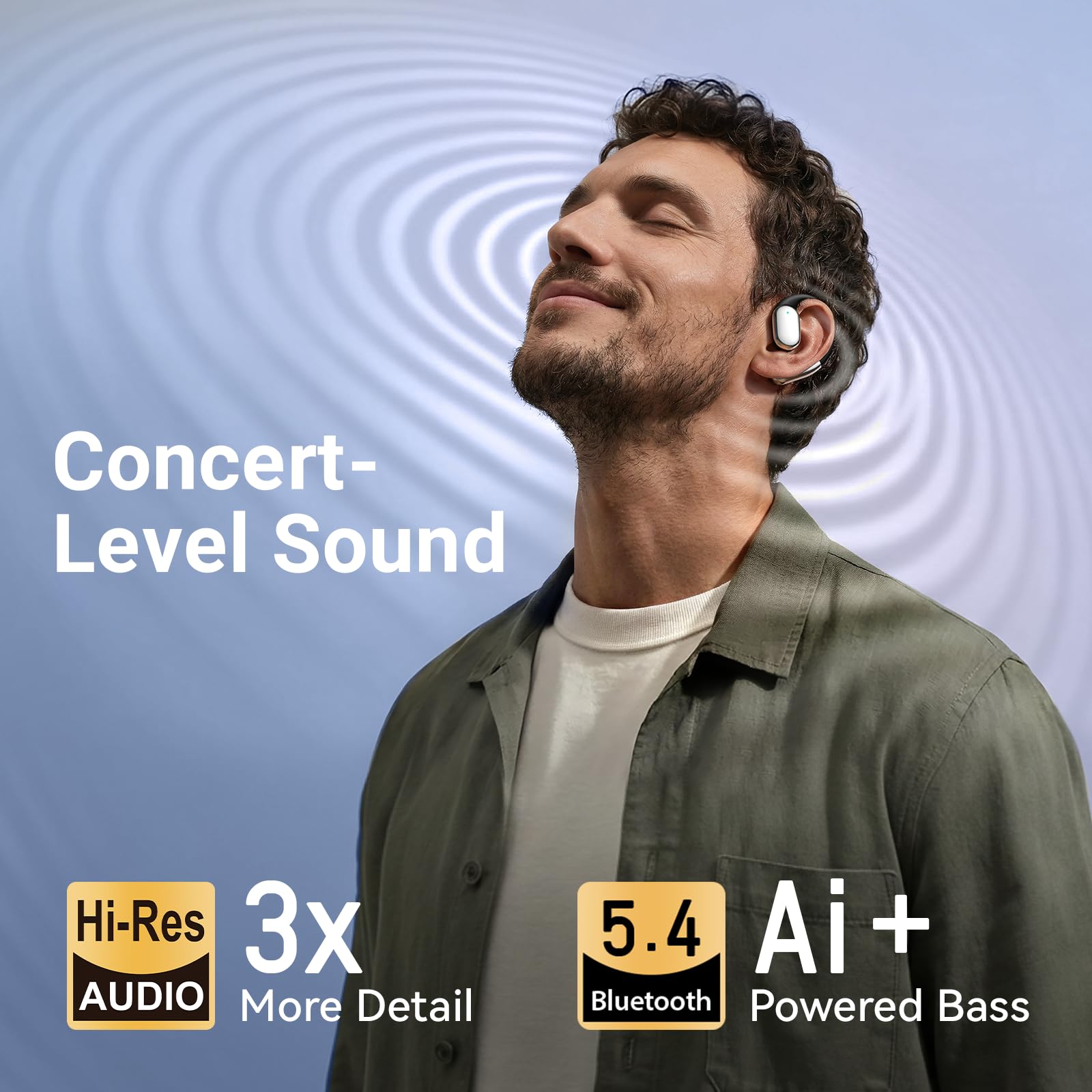 DARONGFENG Auricolari senza fili Bluetooth 5.4, per corsa e allenamenti: gancio ergonomico e aderente, bassi potenti, suono HD coinvolgente e chiamate chiare, riproduzione 40 ore con display