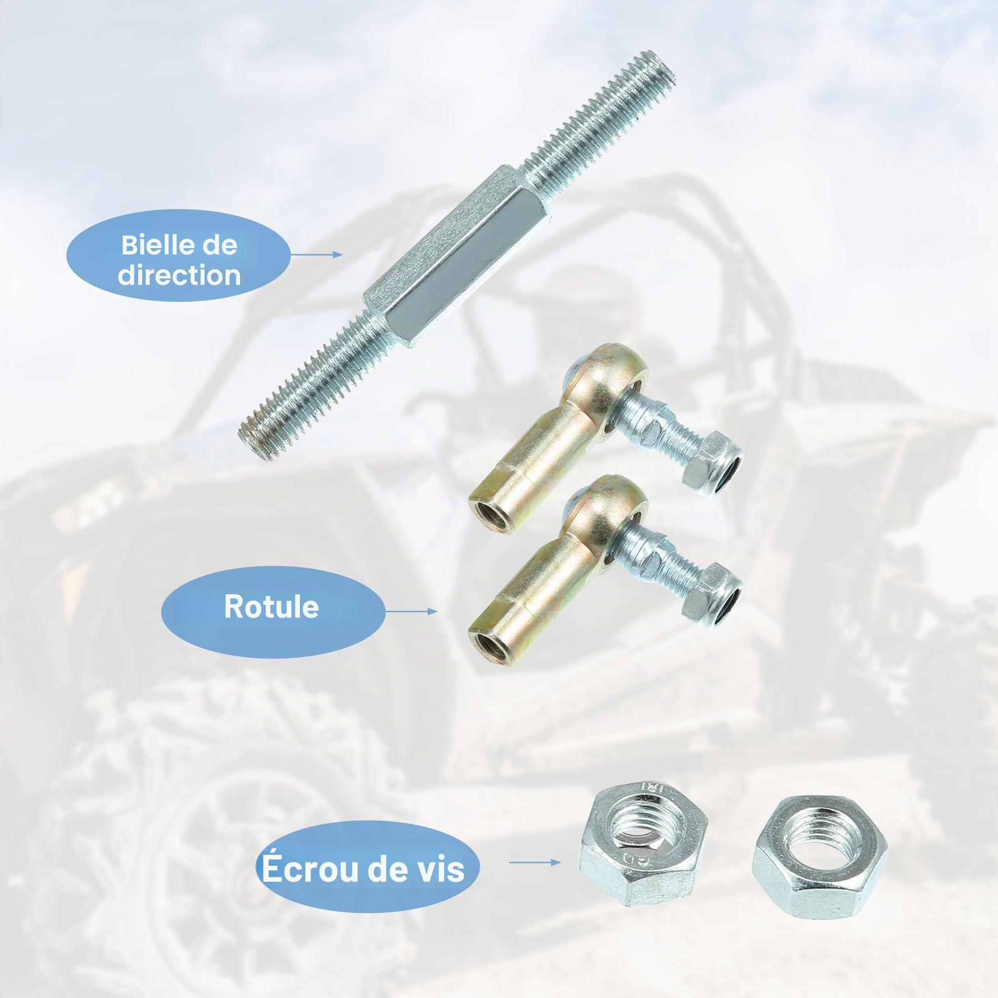 X AUTOHAUX 2 Pièces Attache Tige De Direction M8 80mm pour 125cc ATV | Teinte Bronze, Acier Inoxydable, M8, Longueur Filetage 11mm, Pour 50-250cc