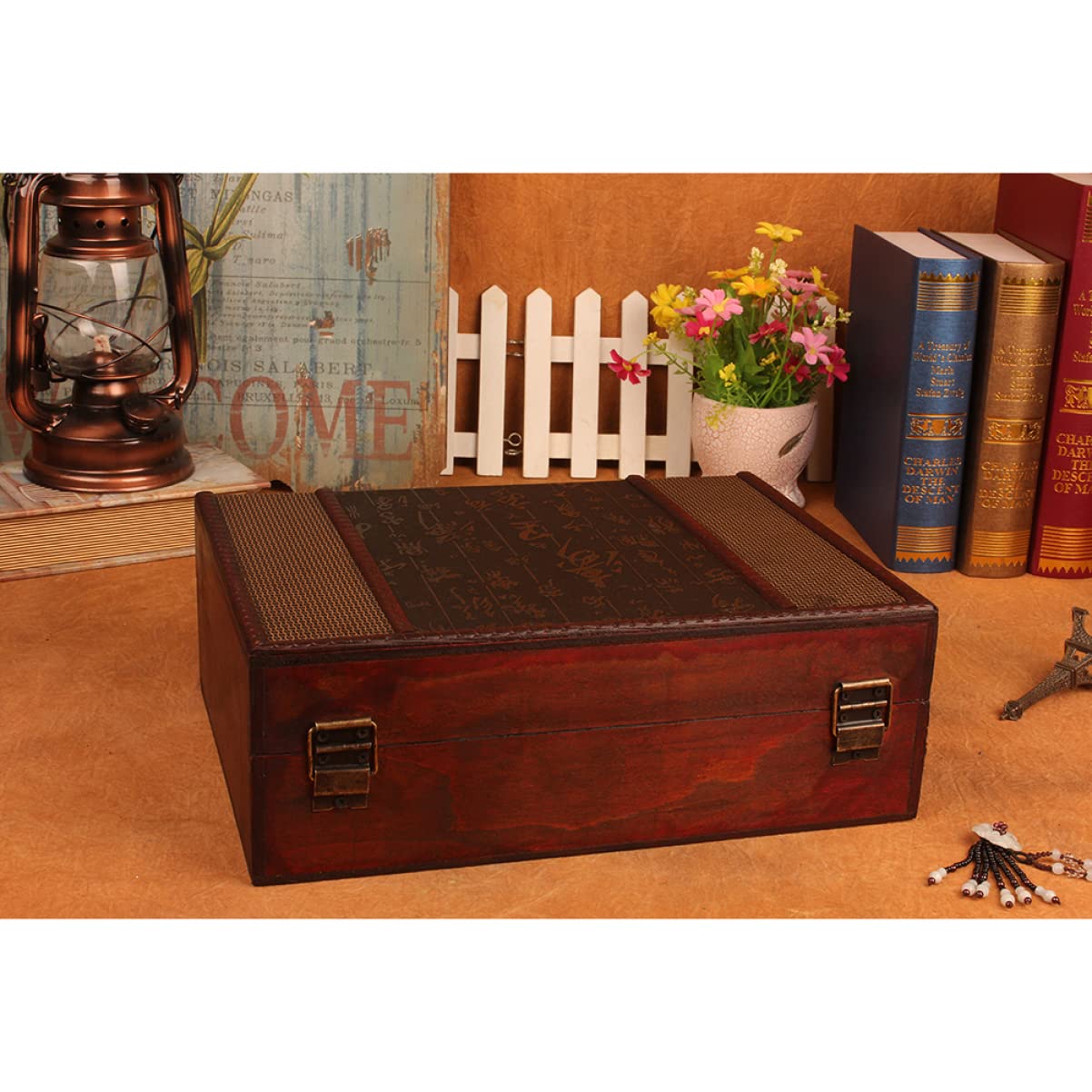 Cabilock Vintage Holz Aufbewahrungsbox Mit Deckel Große Schreibtischbox Für Dokumente Und Schmuck Unbehandeltes Holz Dekorative Speicherbox Für Erinnerungsstücke Und Kleinigkeiten