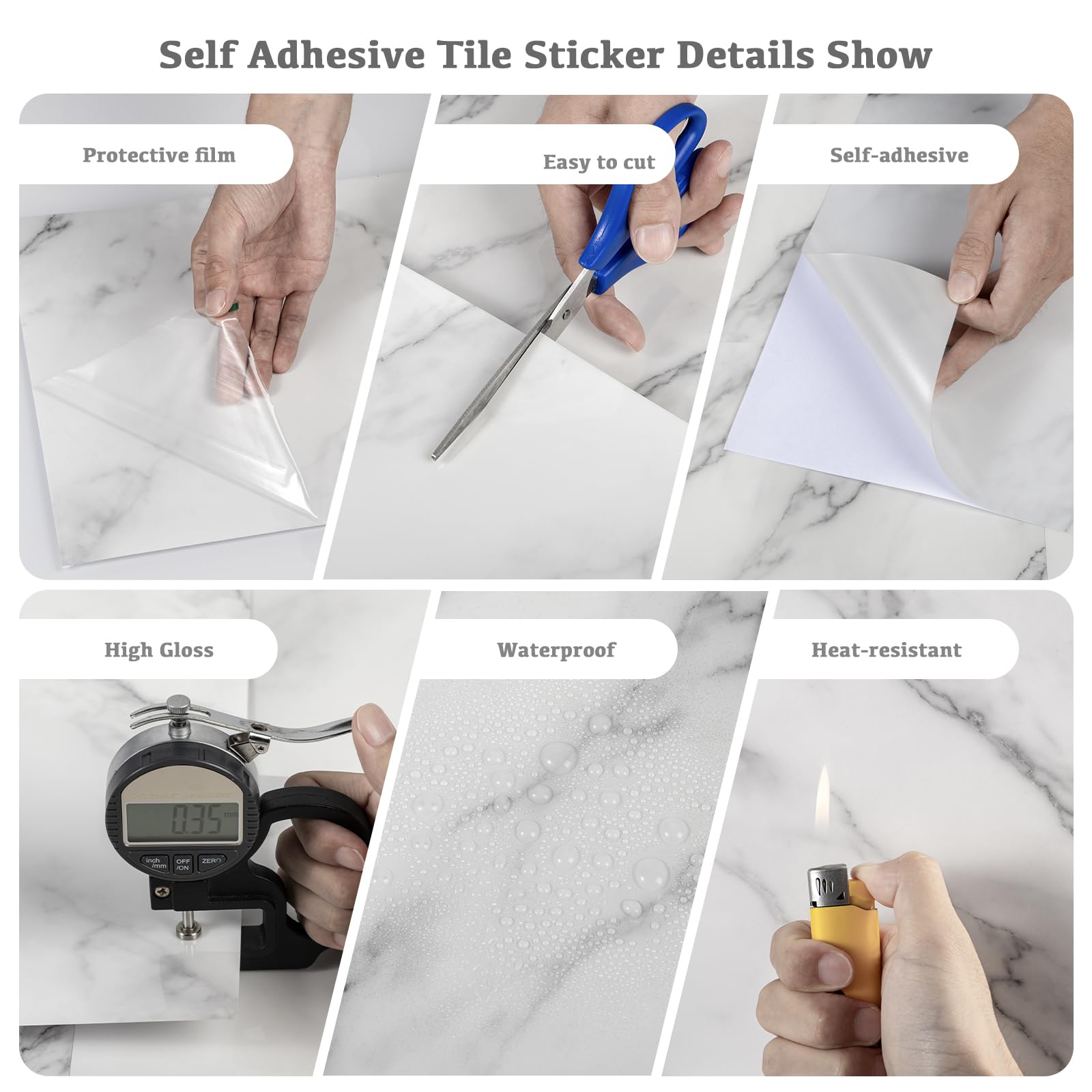 Alened Pegatinas para azulejos de mármol para pared