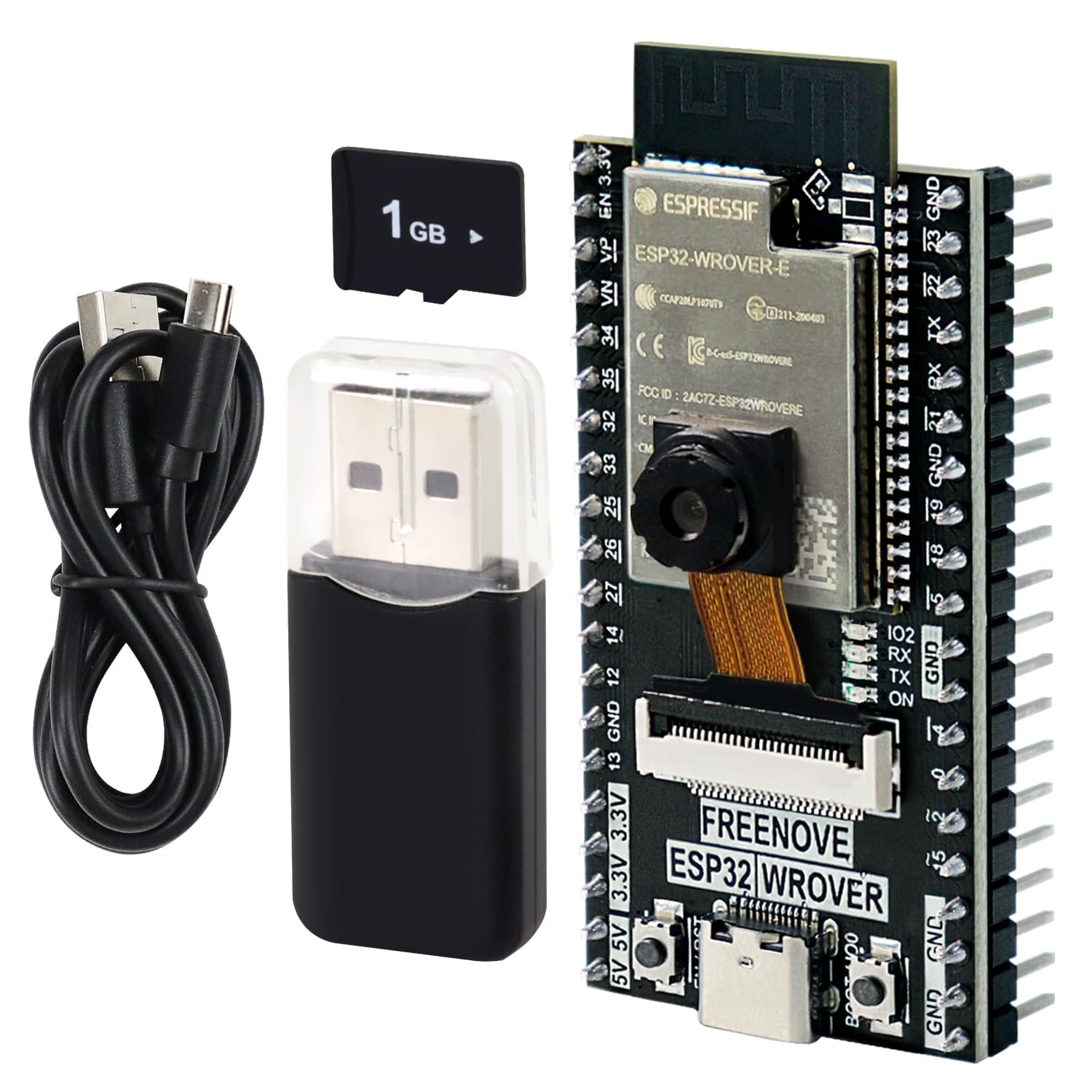 Freenove ESP32 CAM Board, Dual-Core 32-bit 240 MHz Microcontroller, Onboard Camera Wireless, Python C Code, Example Projects Tutorial