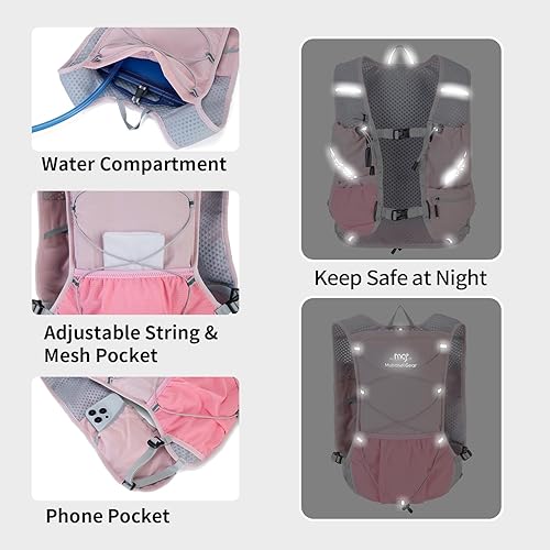 Miniatura 3 de Chaleco ligero para correr para mujeres y hombres, mochila de hidratación con bolsa de vejiga de agua de 1.5 L, accesorios para senderismo,