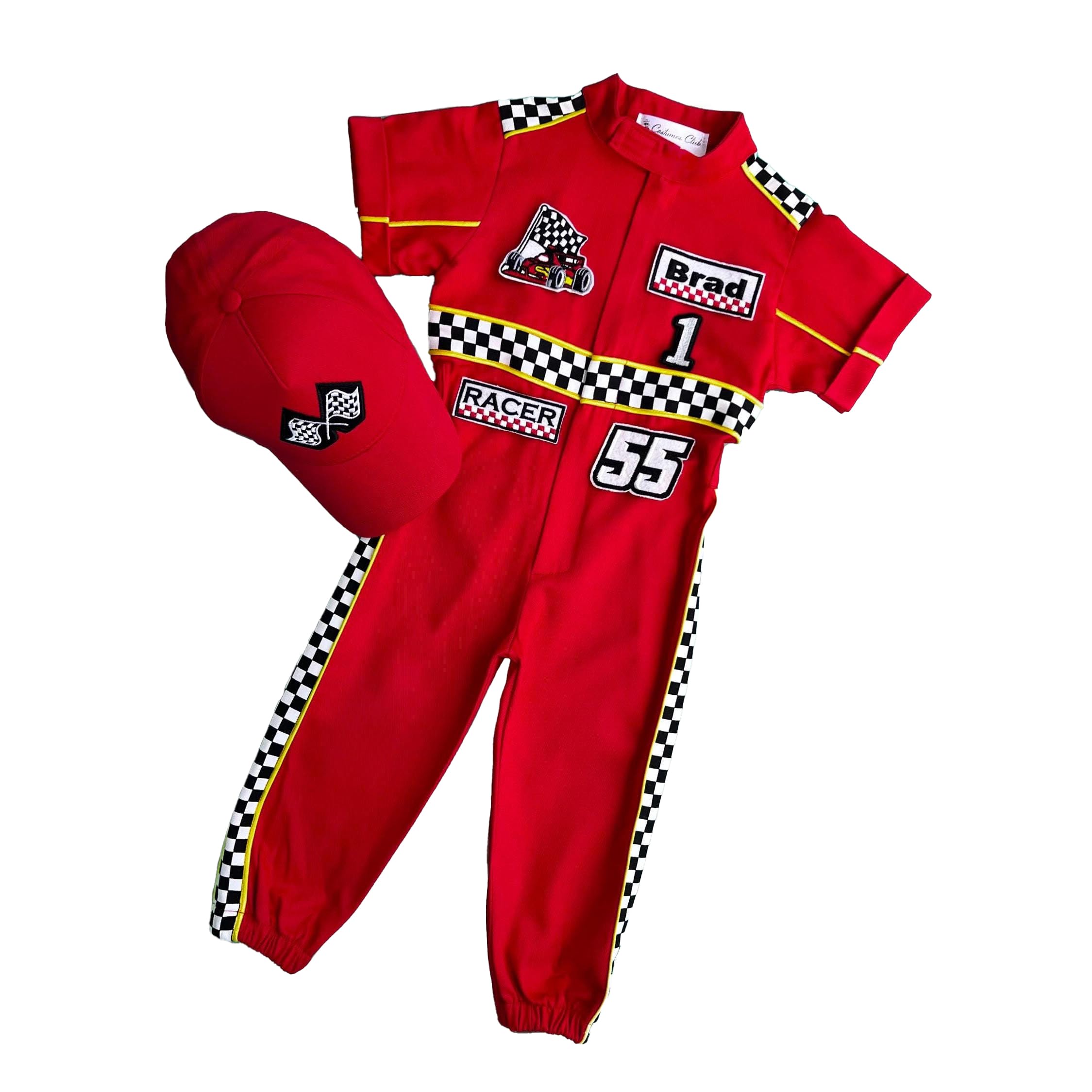 Costumes Club Personalized Handmade Race Car Driver Costume for Toddlers (6-9 Months, Red & Gold) — image 1