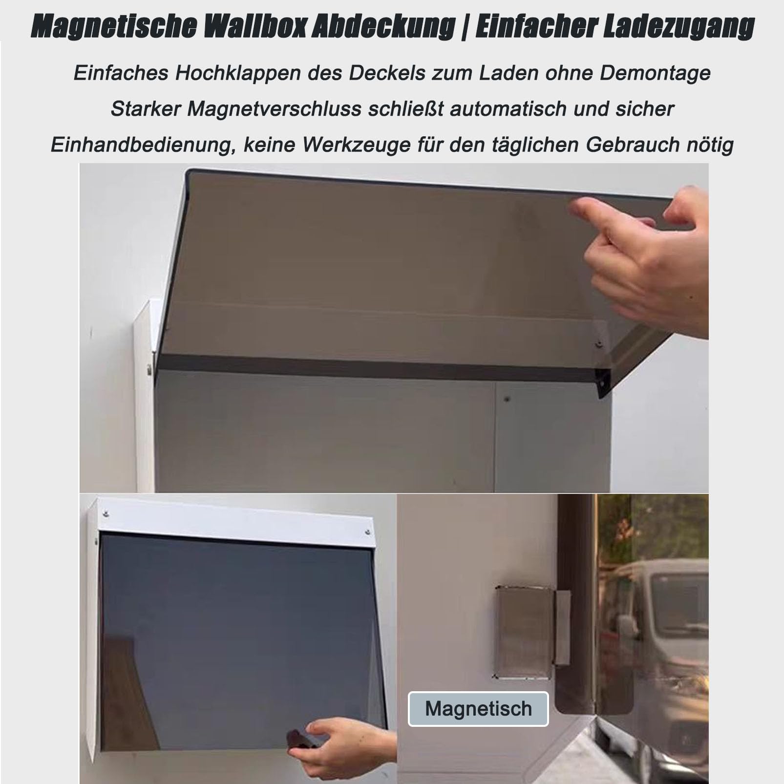 Generisch Wallbox Wetterschutz Ladestation Regenschutz, Metall Schutzdach für EV Ladegerät, UV-beständige Abdeckung Außen mit Magnetischer Klappe, Allwetter Schutz für Elektroauto Ladegerät