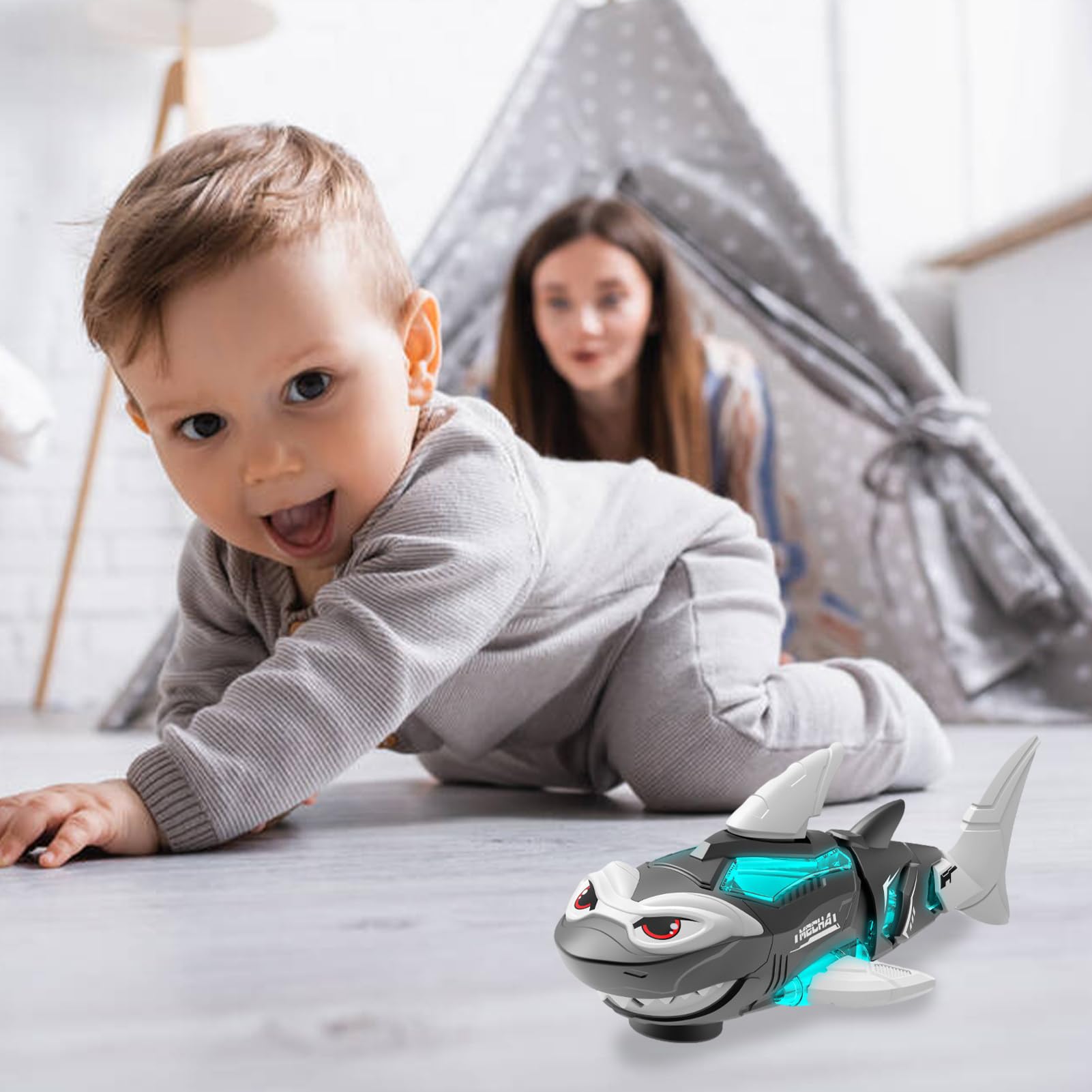 Generisch Rc | Giocattoli Robot Con Luce E Musica,Giocattolo Squalo Galleggiante Robotica - Per Piscina, Compleanno, Pasqua & Bambini