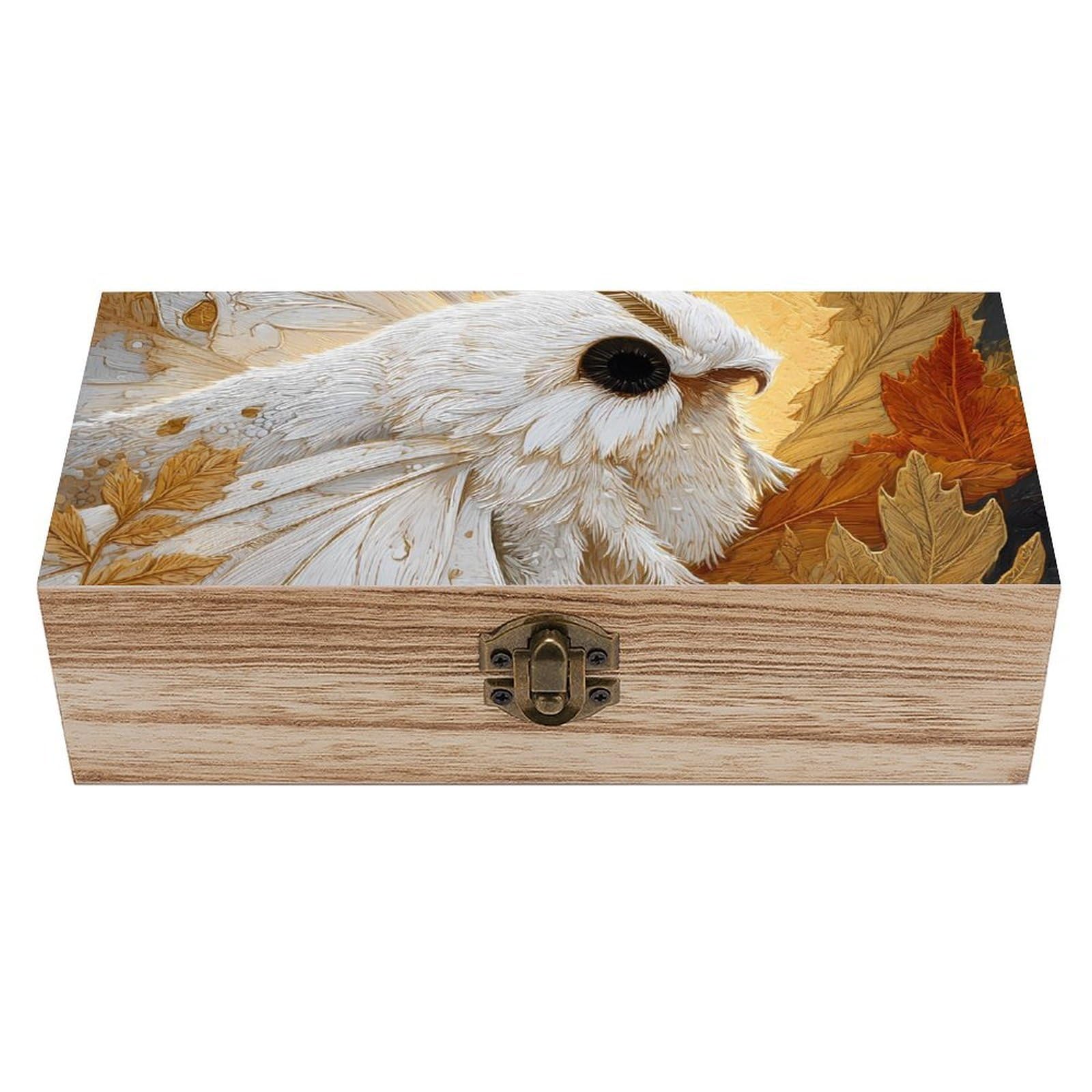 HLBSDM Moth Maple Leaves Wooden Storage Box Craft Memory Keepsake Treasure Chest Box Jewelry Organizer