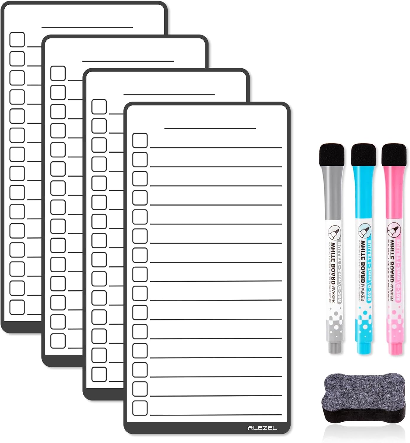ALEZEL Dry Erase List Board Set for Fridge, Dry Erase to Do List & Grocery