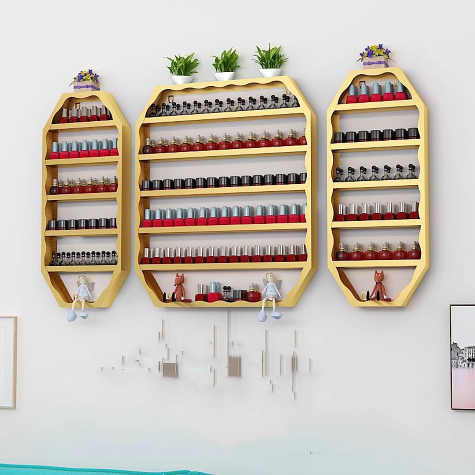 Espositore da parete per smalti, multifunzione, per cosmetici, rossetti, profumi, soluzione salvaspazio per prodotti di bellezza