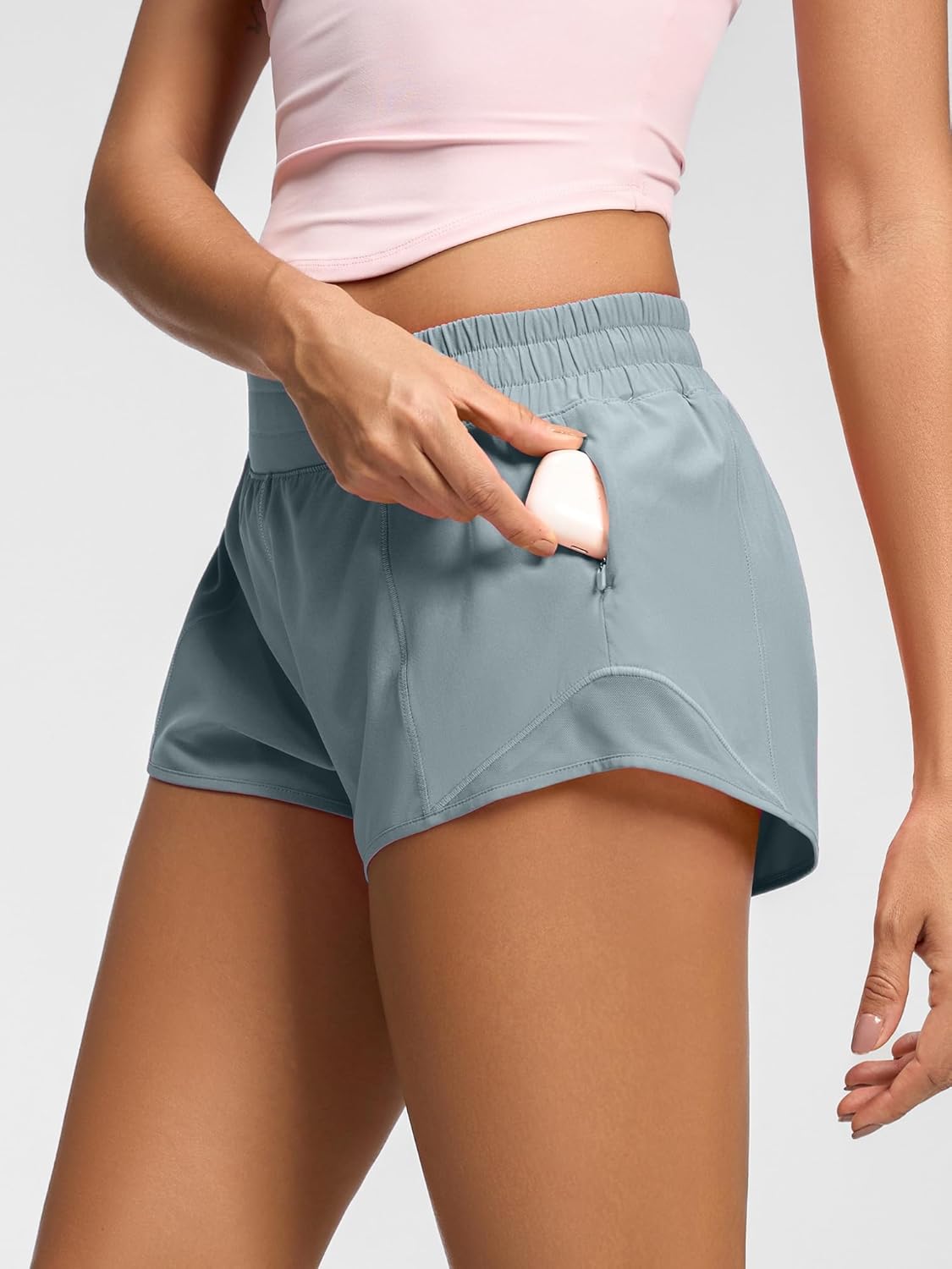 MCEDAR Women's Running Shorts Low Waisted 2.5",Lightweight Active Workout Quick Dry Gym Athletic Sports Shorts Zip Pocket - Image 3