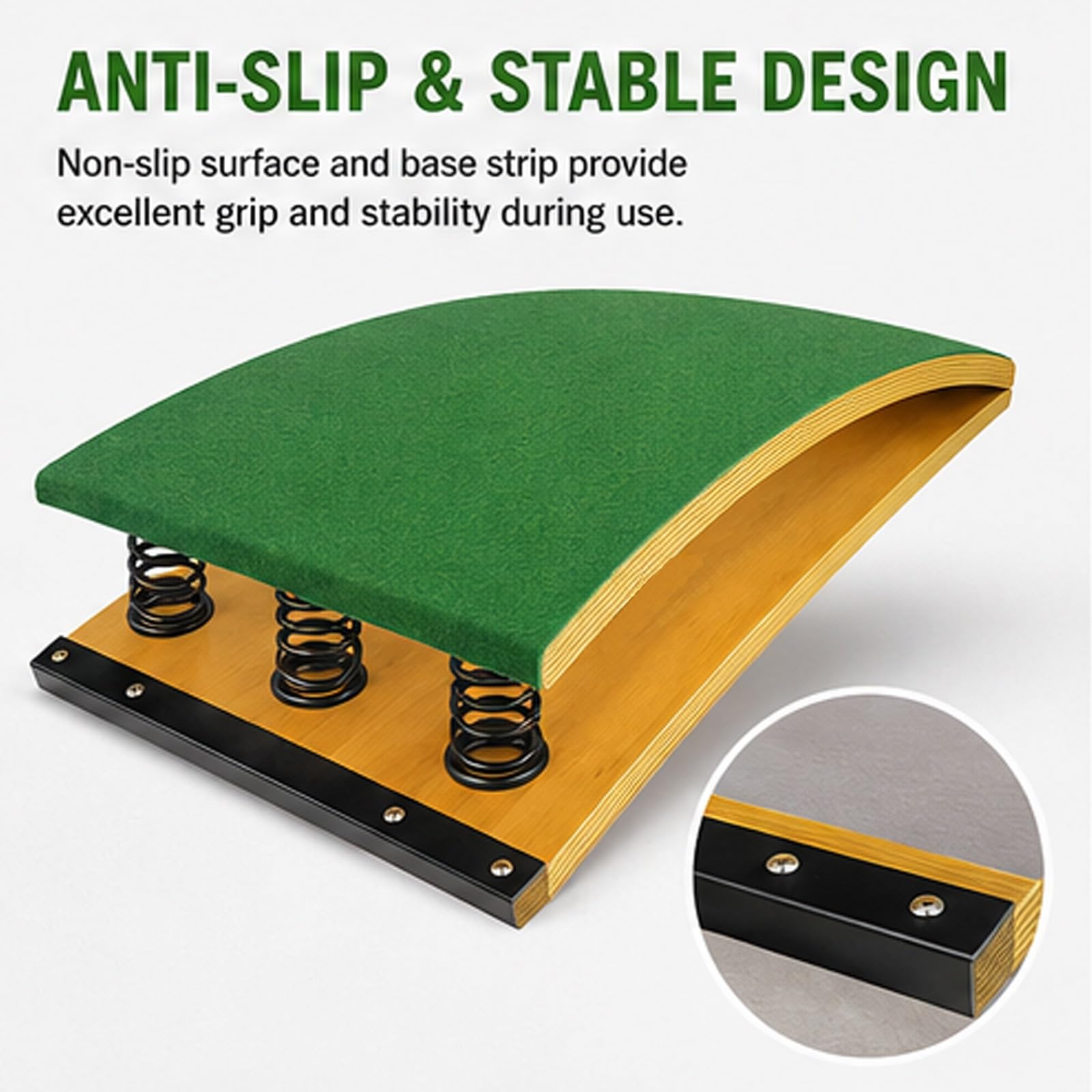 Heavy Duty Curvo Springboard, Trampolino antiscivolo in Legno Massello | Rimbalzo Potente con Design Antiscivolo, Feltro & Piedini in Gomma, Casa, Scuole & Centri Sportivi