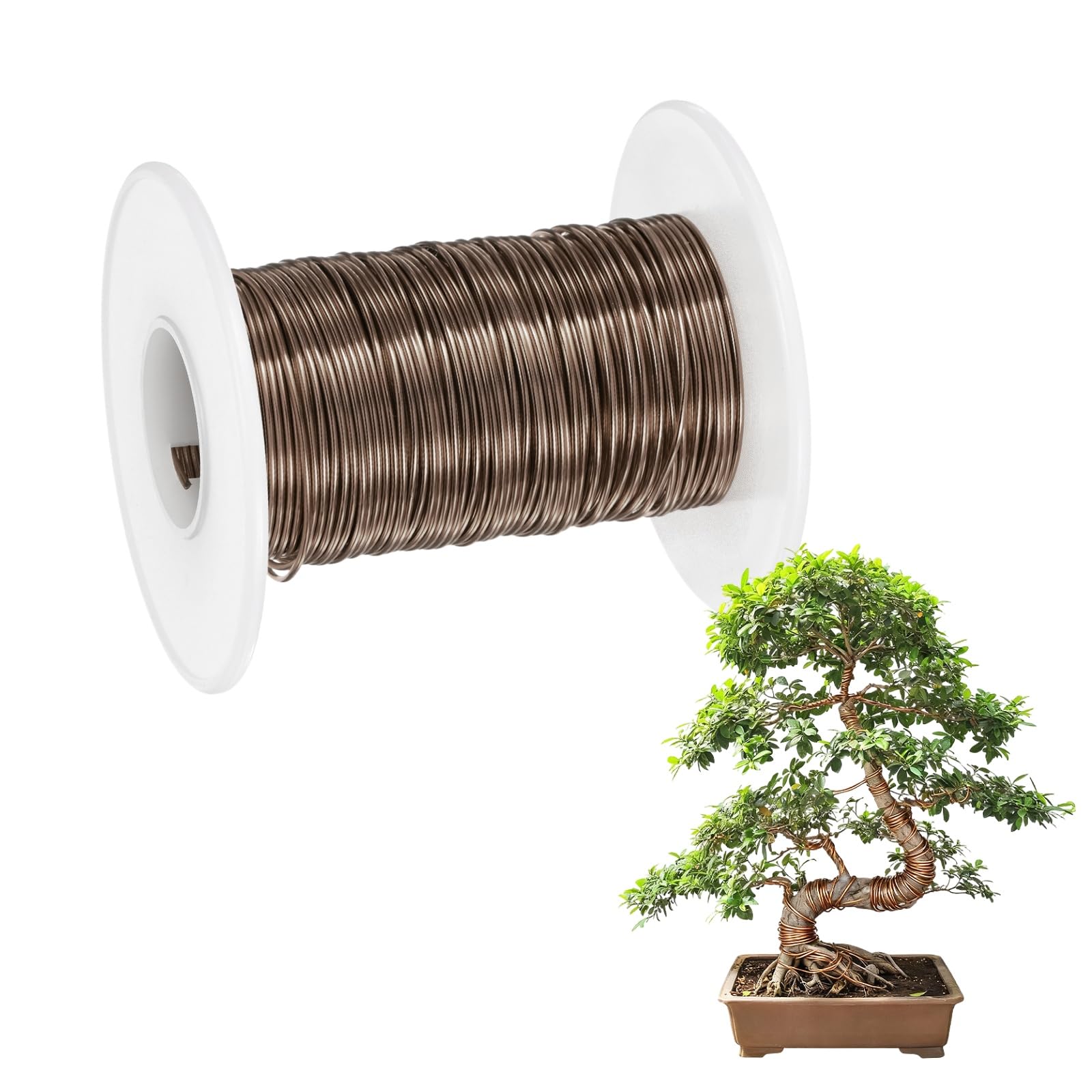 M METERXITY 1-Pack Bonsai Training Wire, 0.8mm x 66ft/20m Anodized Aluminum Bonsai Tree Wire for Fine Trunk/Gardening Branch/DIY Crafting [Brown]