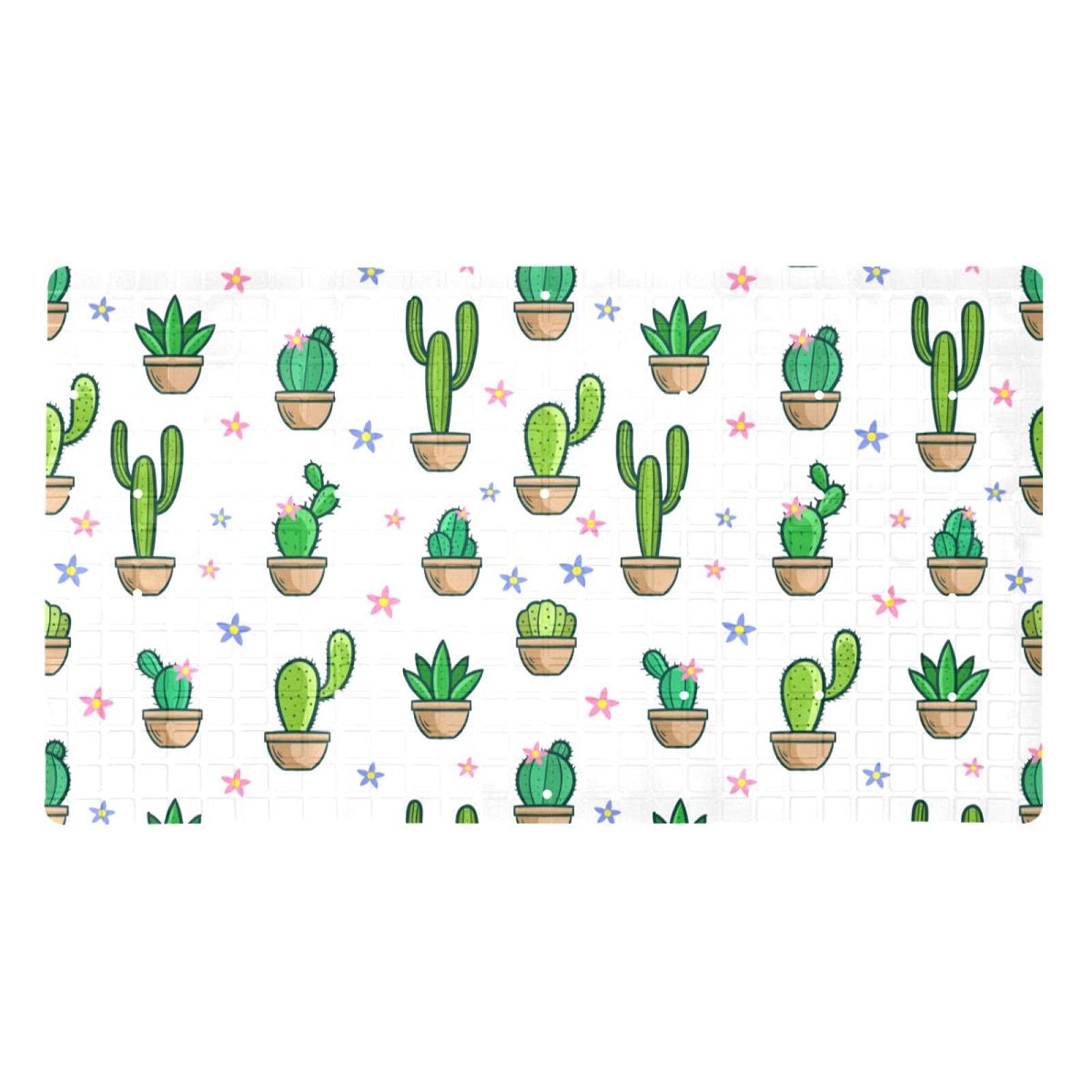 Alfombrilla de ducha para bañera familiar con estampado de cactus y orificios