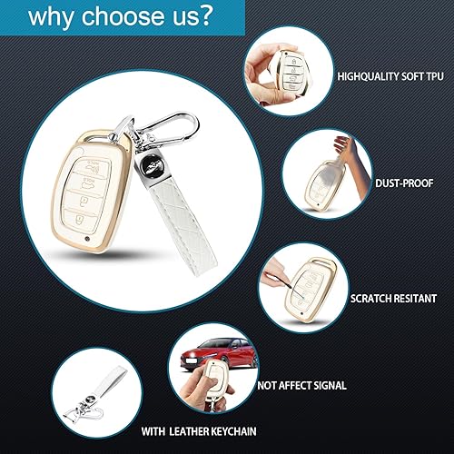 Miniatura 9 de QBUC Funda para llavero Hyundai Elantra, TPU suave de 360 grados, protector de llavero con llavero compatible con Hyundai Elantra Ioniq Sonata