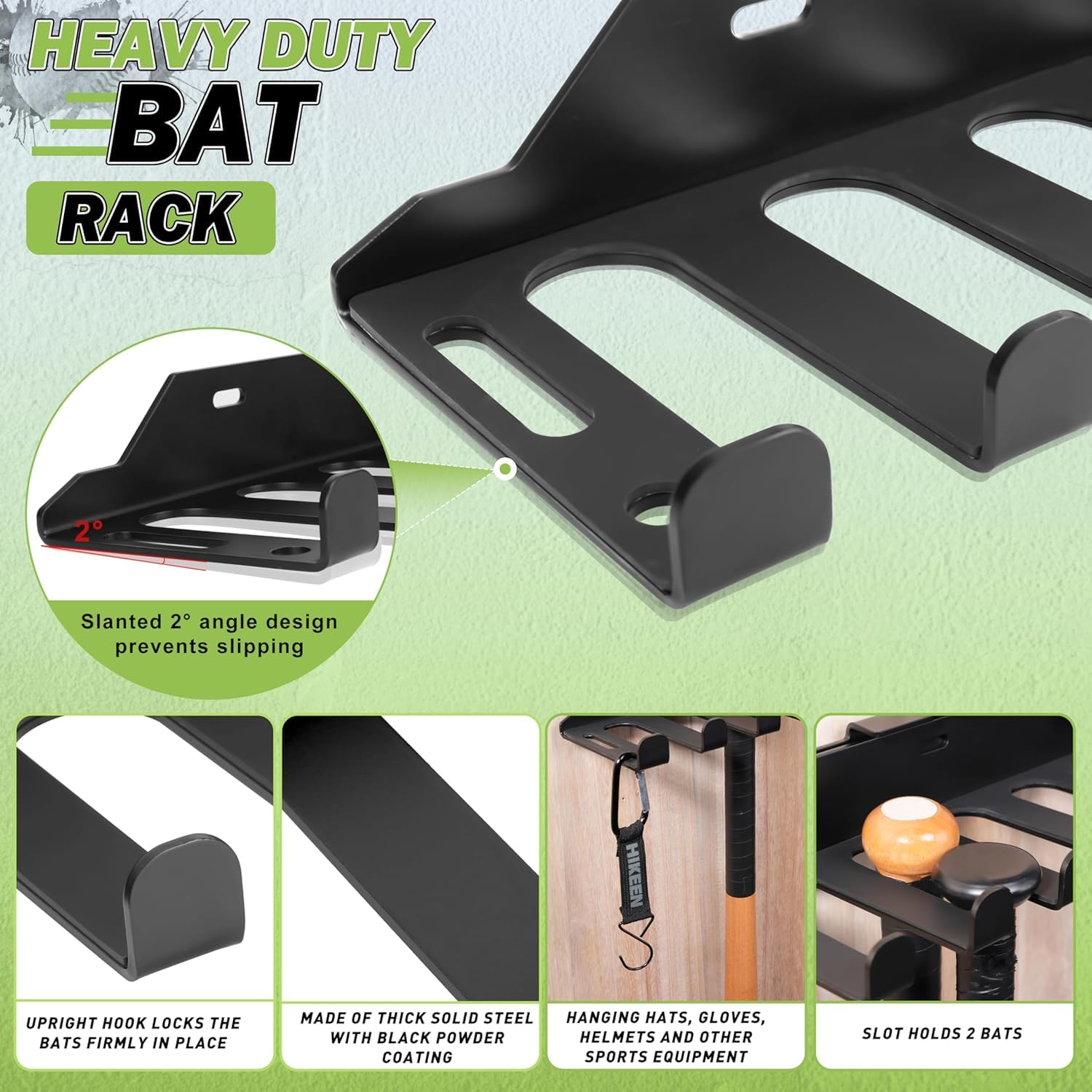 BOOSTEADY Support Mural pour Battes de Baseball et Softball, Porte-Batte de Baseball en Acier Robuste pour Clôture de Pirogue, Support de Rangement Pouvant Contenir 14 Battes
