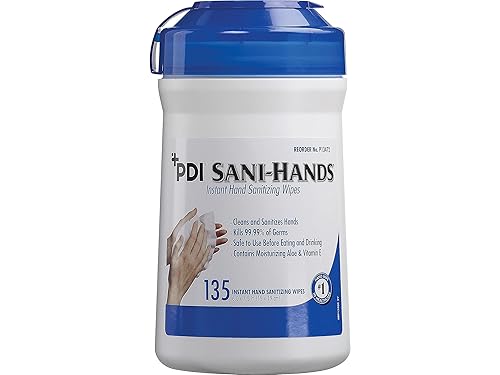 PDI Healthcare Sani-Hands - Toallita desinfectante instantánea de manos 6 pulgadas de ancho 75 pulgadas de largo paquete de 135