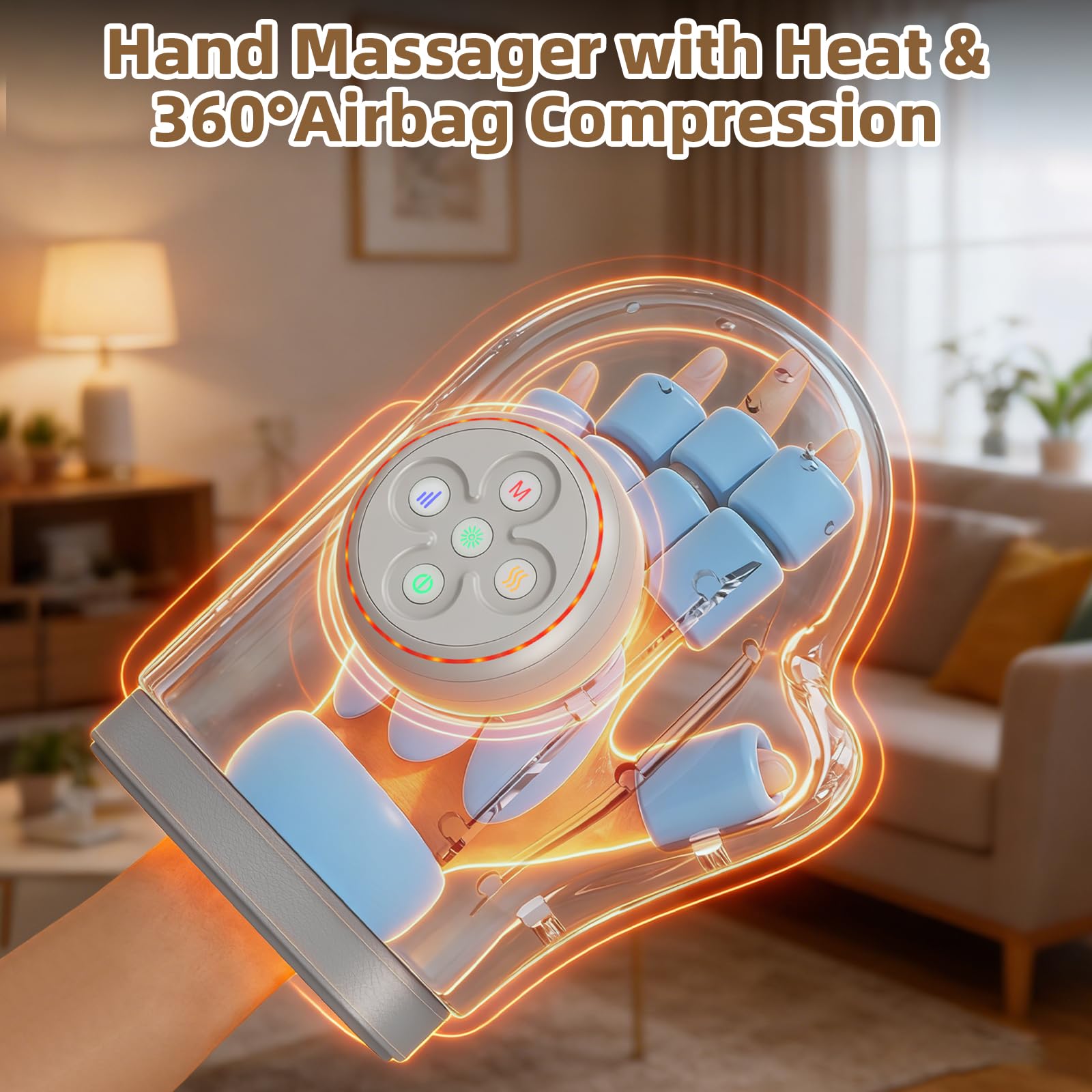 Masajeador de Manos Eléctrico Prisag con Calor, 3 Modos y 5 Niveles Intensidad, Compresión de Aire para Artritis y Túnel Carpiano, Alivio del Dolor, Regalo Ideal para Mujeres, Padres y Abuelos, Gris - 3