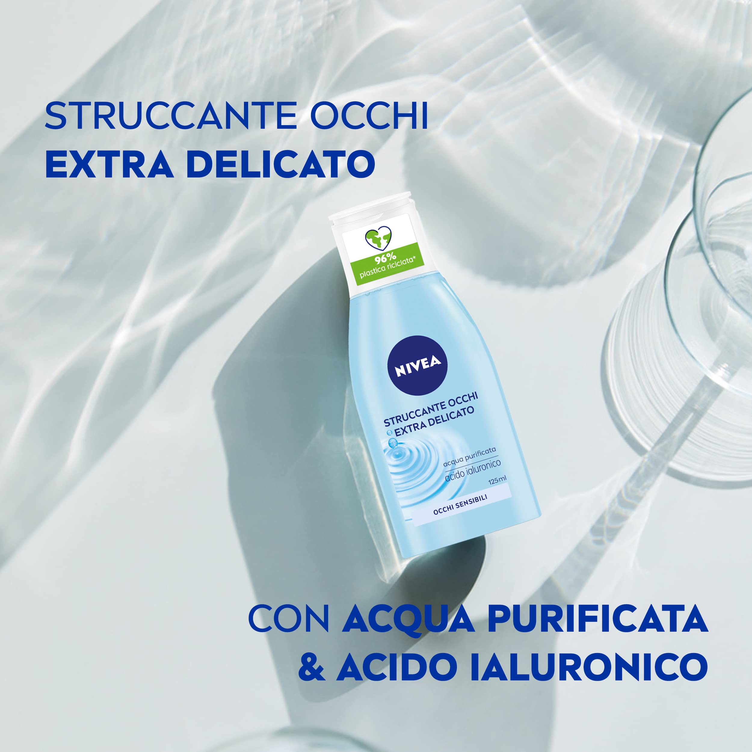 Nivea delikatny środek do demakijażu oczu w opakowaniu 6 x 125 ml, delikatny demakijaż do delikatnego usuwania śladów makijażu, zmywacza wrażliwych oczu