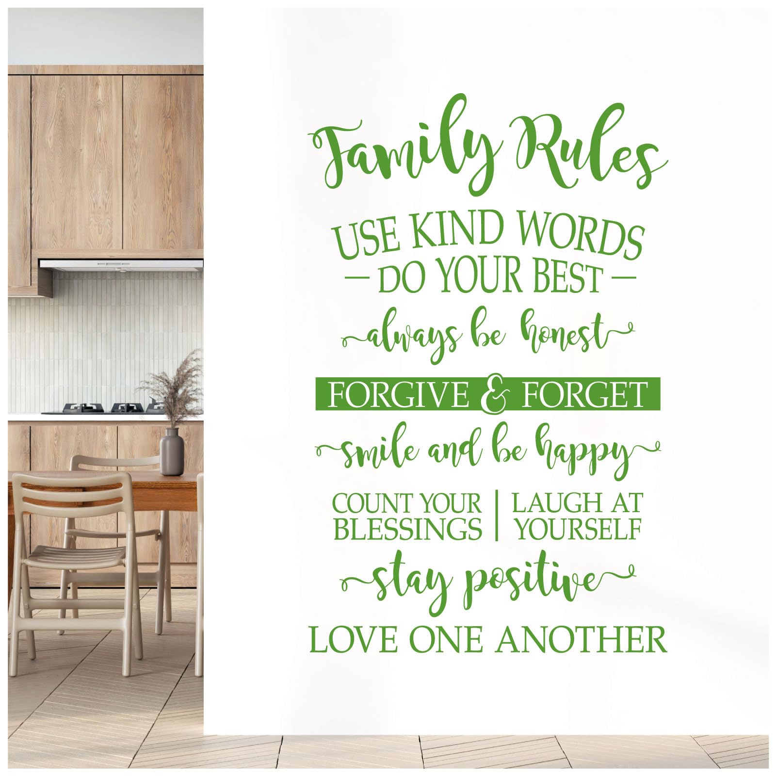 Family Rules - Use Kind Words, Always be Honest... - Home Decal Wall Sticker [XXLarge] [Grass]