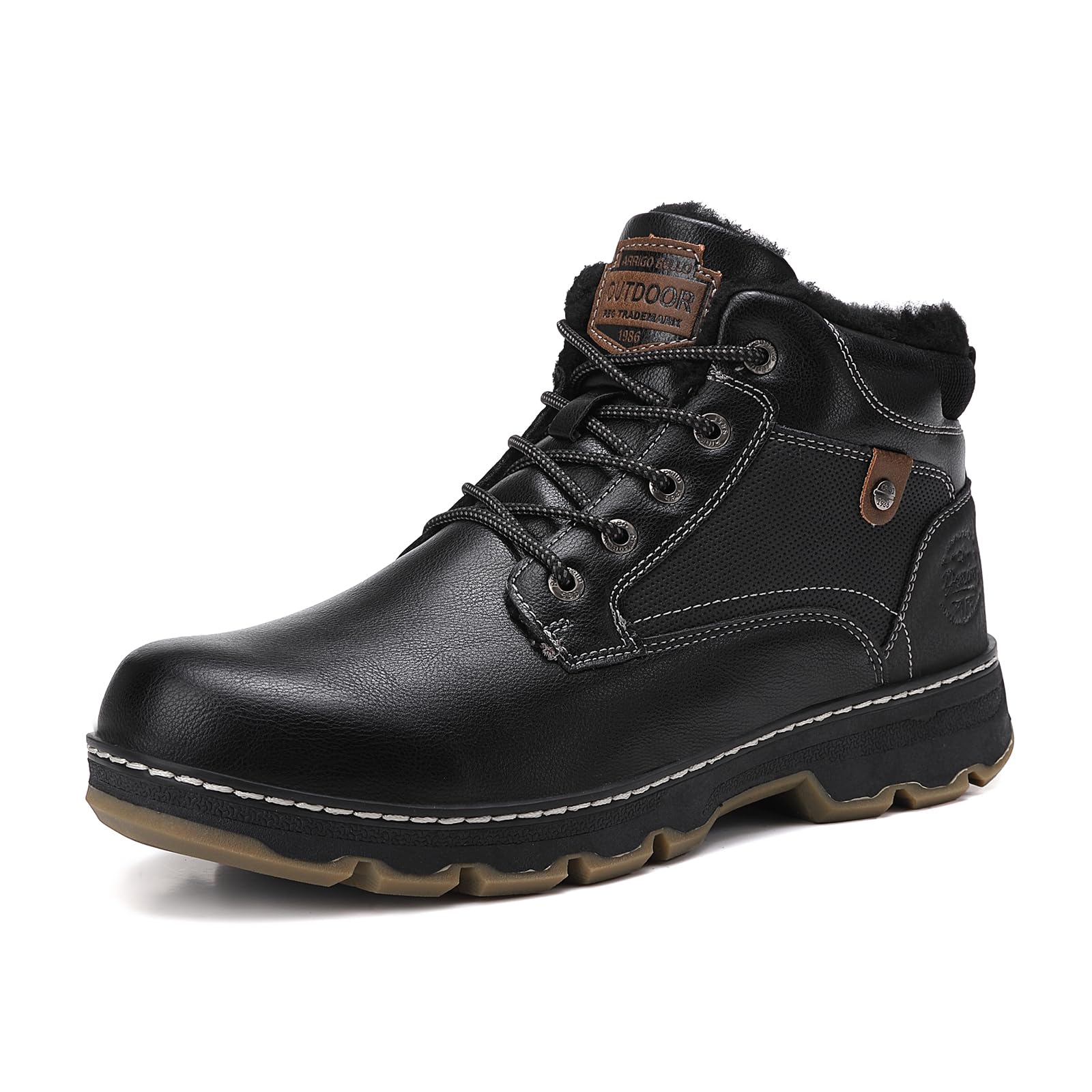 ARRIGO BELLO Stivali Uomo Invernali In Pelle Scarpe da Neve Calda Foderato Scarponcini Trekking Stivaletti Outdoor EU41-46