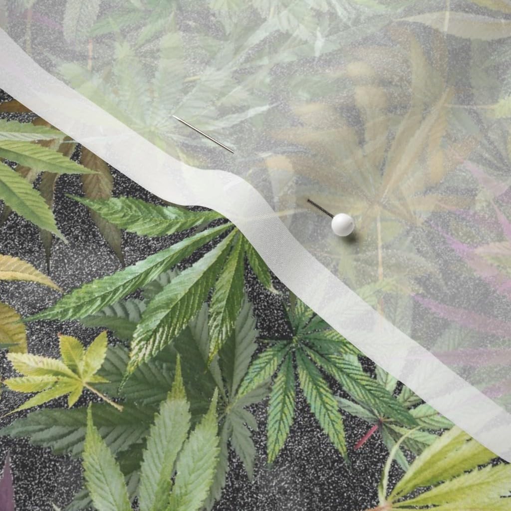 Spoonflower Fabric - Midnight Cannabis Leaves 420 Marijuana Hemp Camouflage Camoflage Herb Printed on Chiffon Fabric by The Yard - Sewing Fashion Apparel Dresses Home Decor