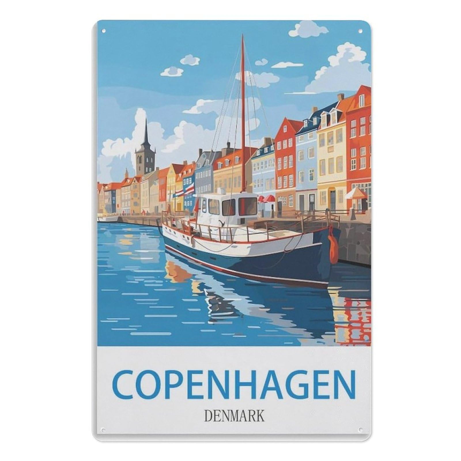 Xjufw A-6 Tin Metal Sign For Wall Art Office Metal Decor Office Signs Poster Tin Sign Funny Wall Art For Office，Copenhagen Denmark 15X30cm（6X12 Inch） Aa-605