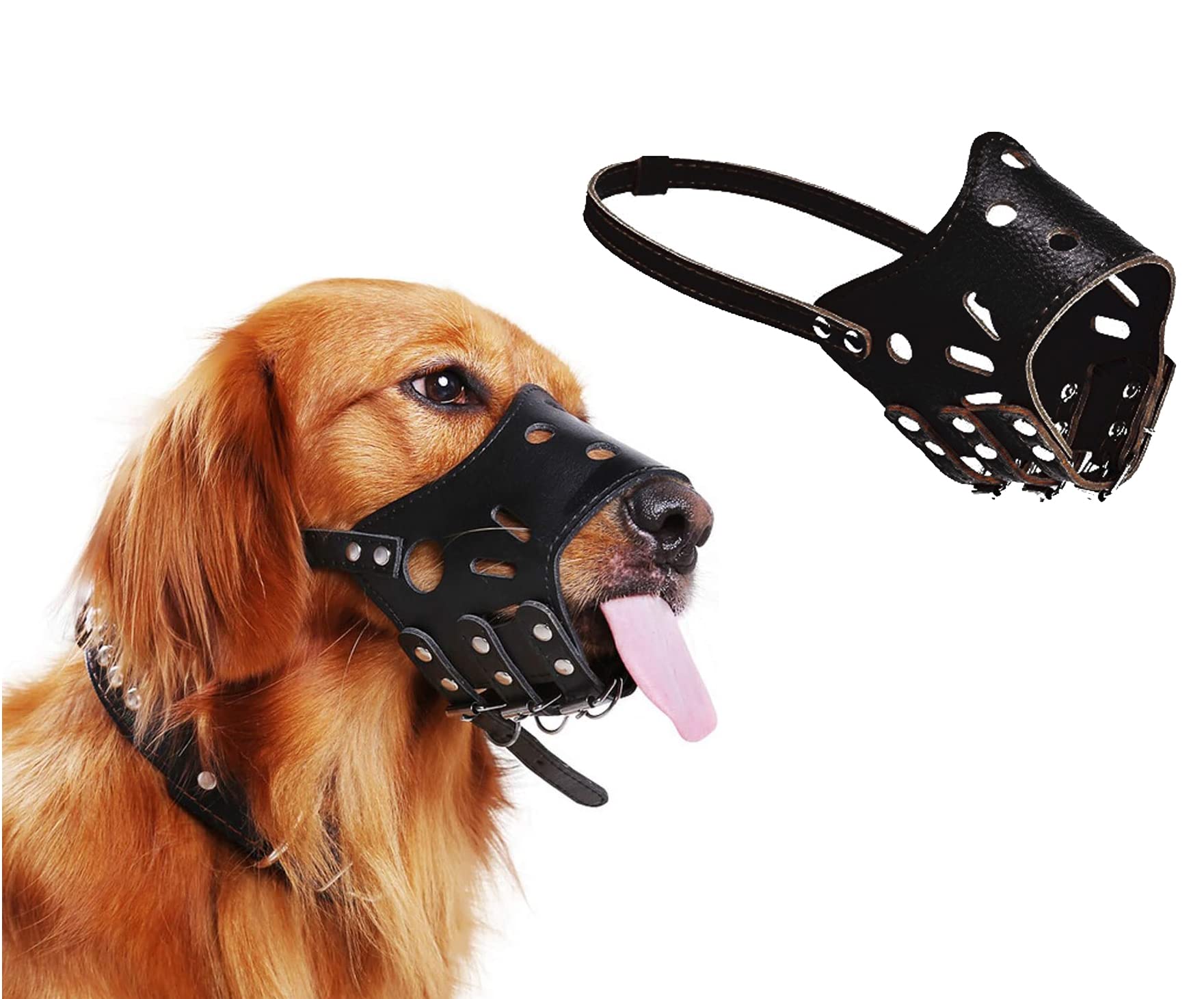RvPaws Leather Adjustable AntiBite Mesh Guard, Dog Leather Breathable Anti-Bite Safety Mask, Metal Buckle Leather Muzzle for Dogs (Large) (B0DGFZPL7Y) Amazon Price History, Amazon Price Tracker