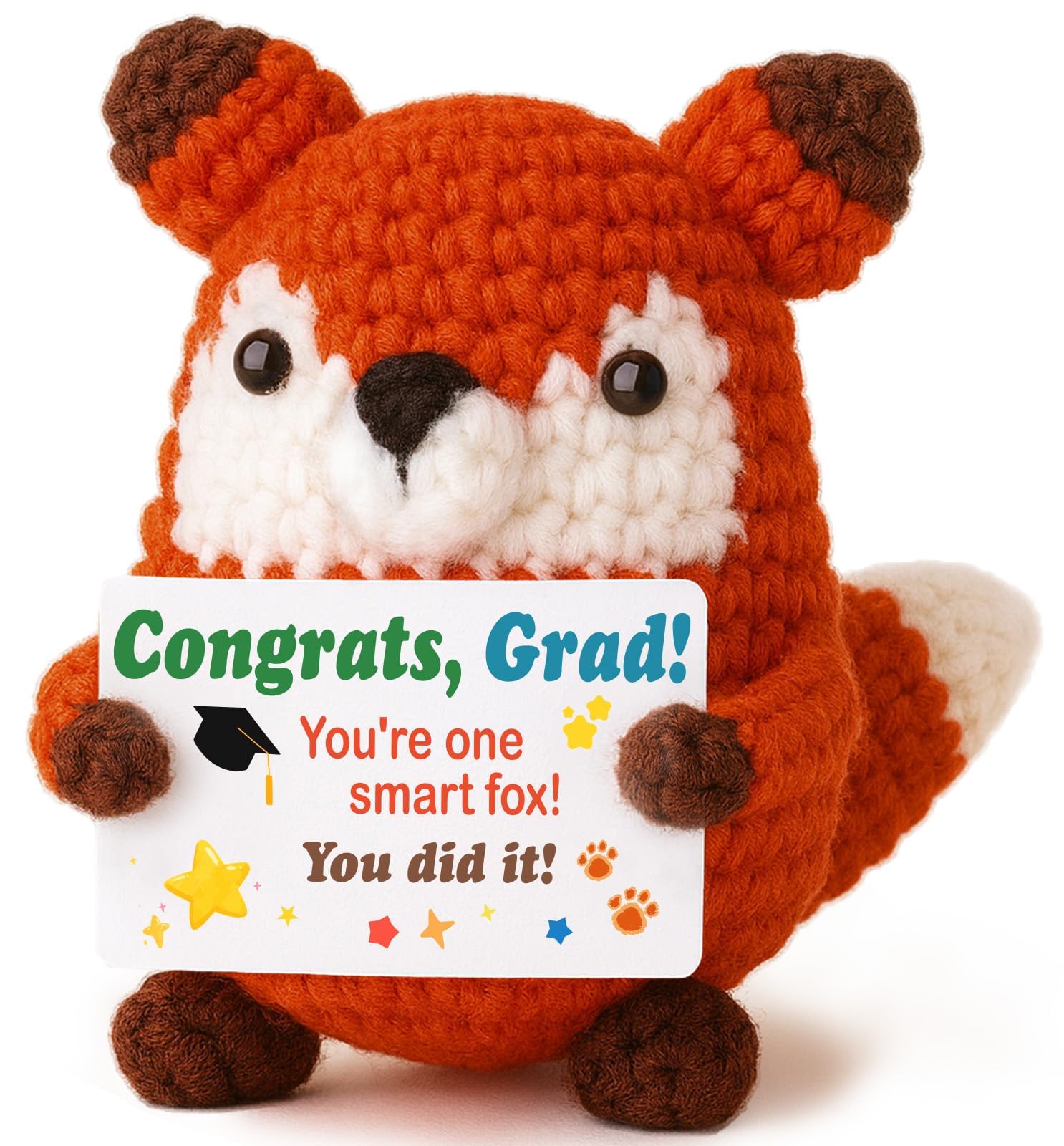 ZORVA Graduation Gifts for Hers Him, Emotional Support Crochet Fox, Class of 2026 gifts for High School, University, Masters, or Phd, Girls Boys Friends