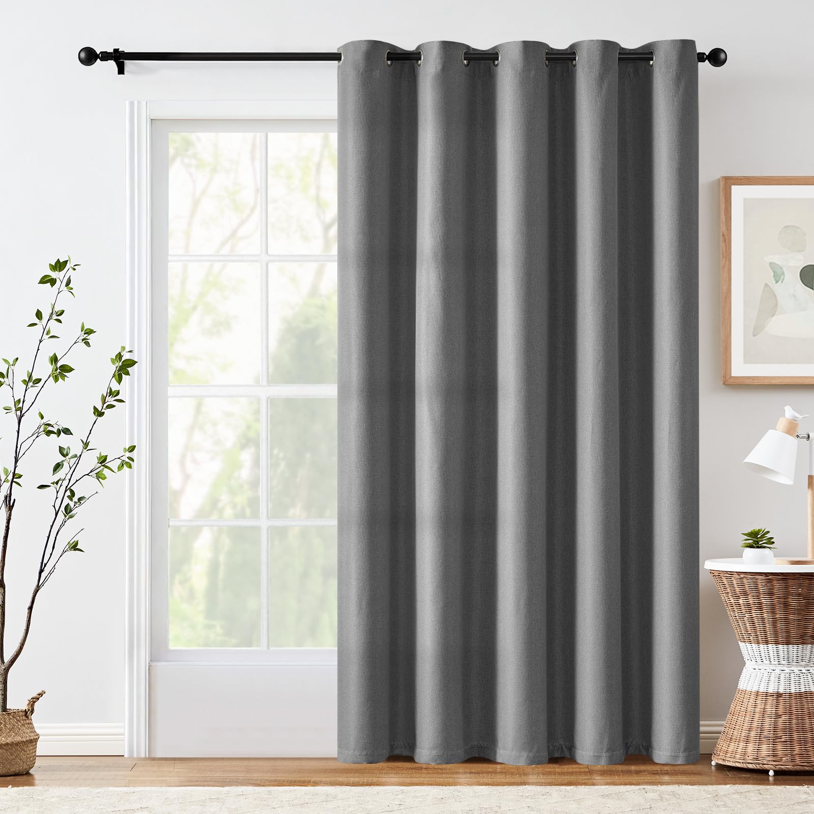 jinchan Blackout Curtain 84 Inch Length Light Grey Curtain for Bedroom Living Room Curtain 1 Panel Texture Curtain Grommet Top Window Drape 72 Inches Wide by 84 Inches Long Gray