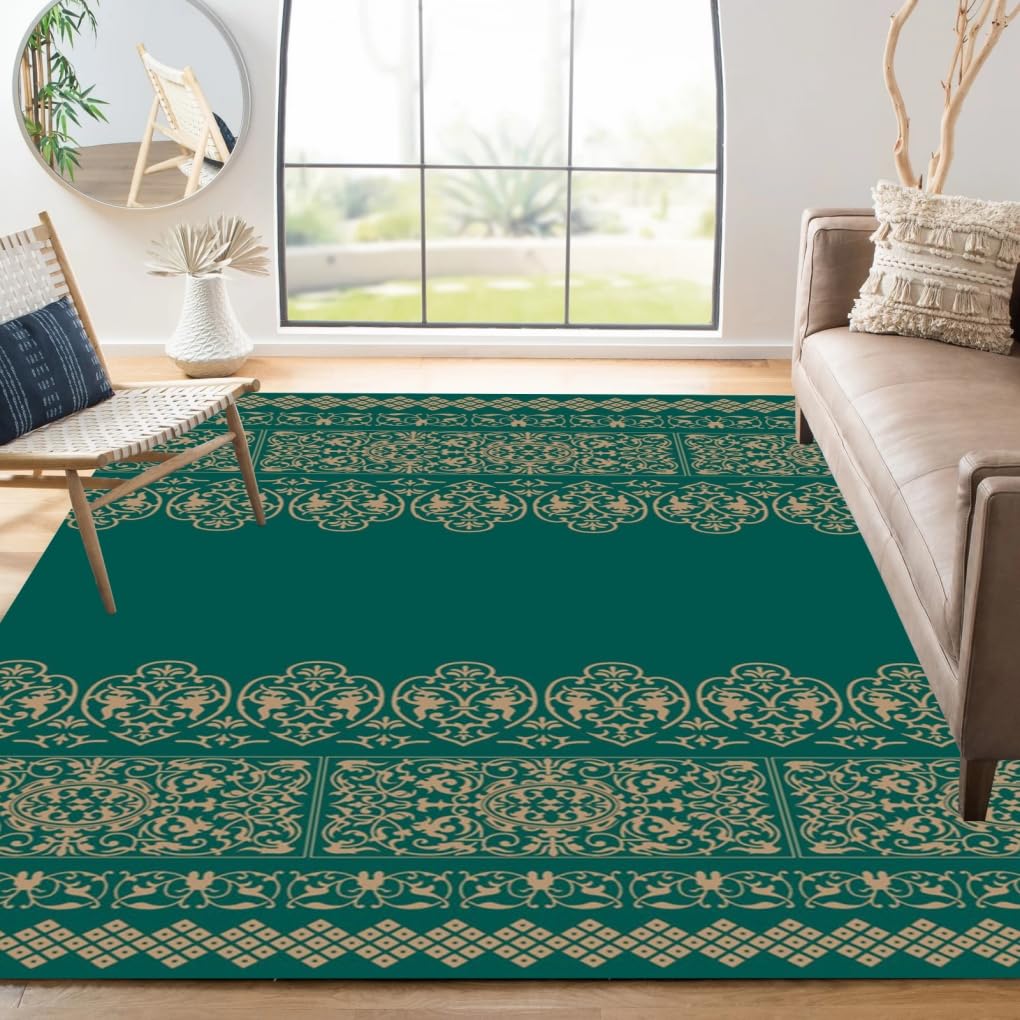 110×210 \"Green Emerald” ViNTAGE RUG Amazon.com: ERAYNA Vintage Emerald Green Gold Area Rugs