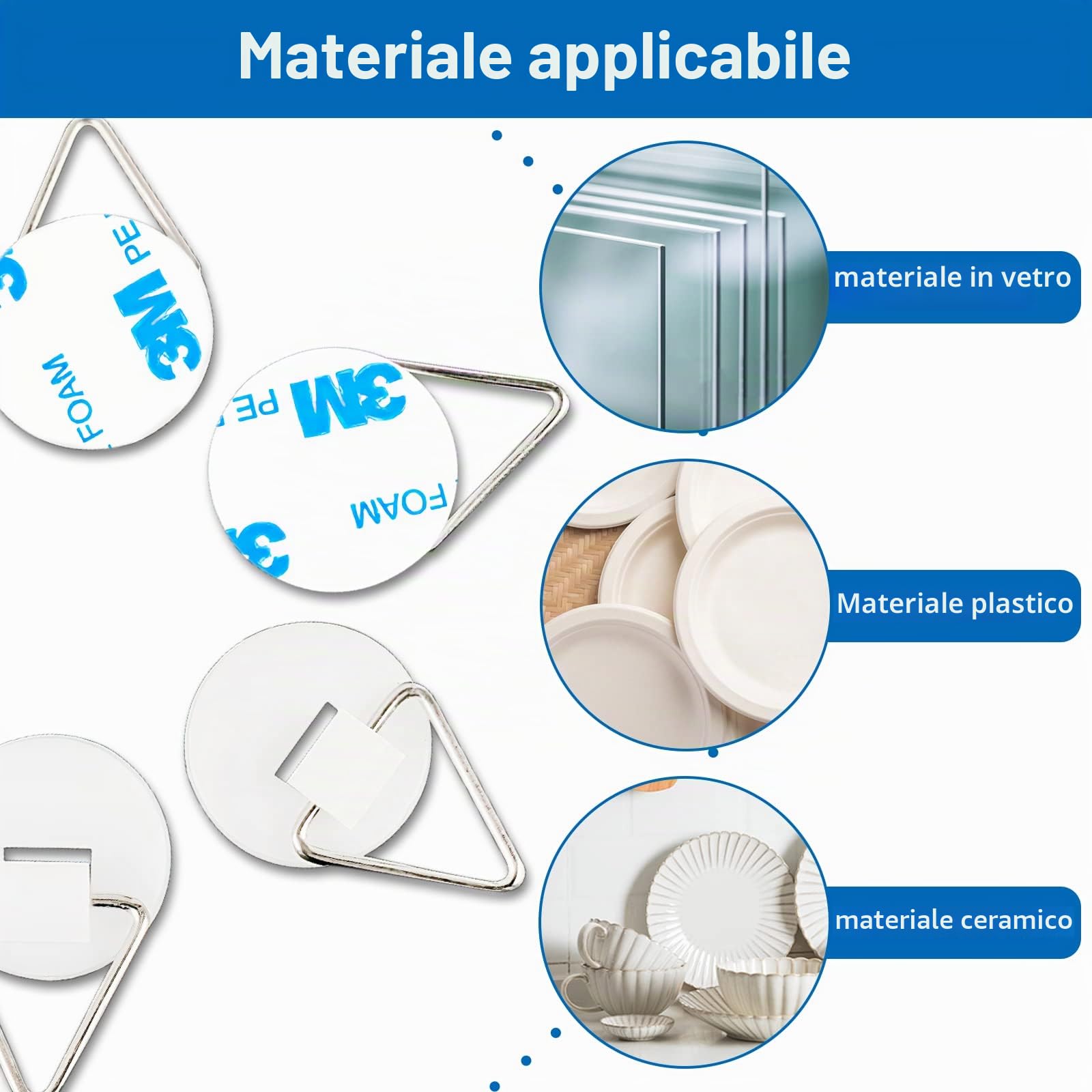 CONNECTION 50 PCS Ganci Adesivi Invisibili Ganci per Quadri Adesivi 2CM Appendini per Piatti da Parete Supporti Verticali per Piatti da Parete gancio Adesivo per Quadri gancio per Bagno Cucina